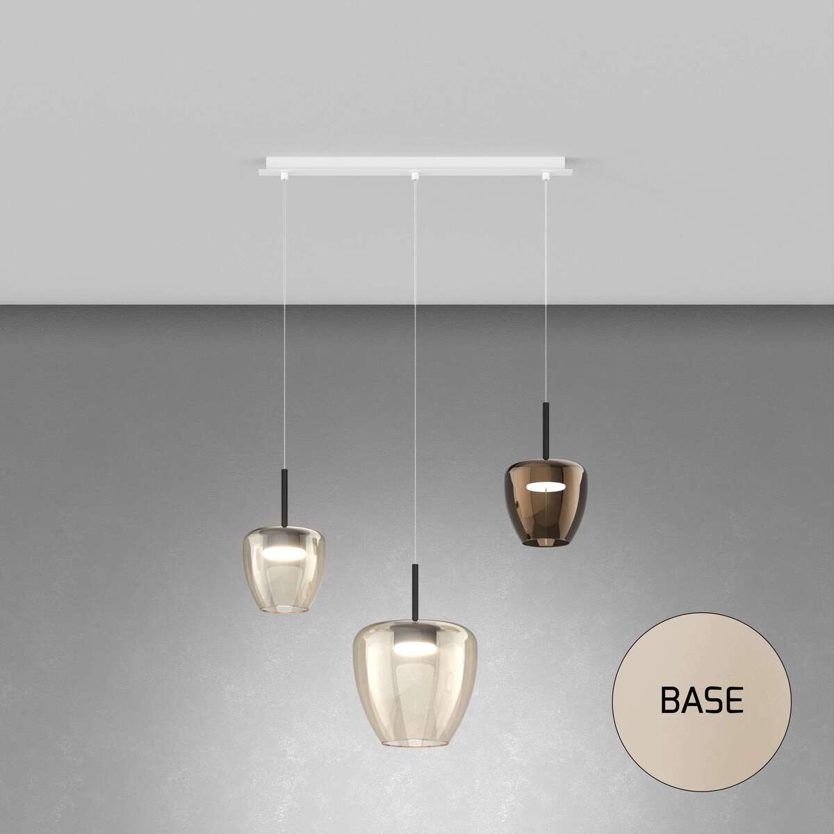 1236SA/S3 RMIX-AB SOSP. SABBIA 3 LUCI RETTANGOLARE VETRI (1 PICCOLO AMBRA + 1 PICCOLO BRONZO + 1 GRANDE AMBRA)