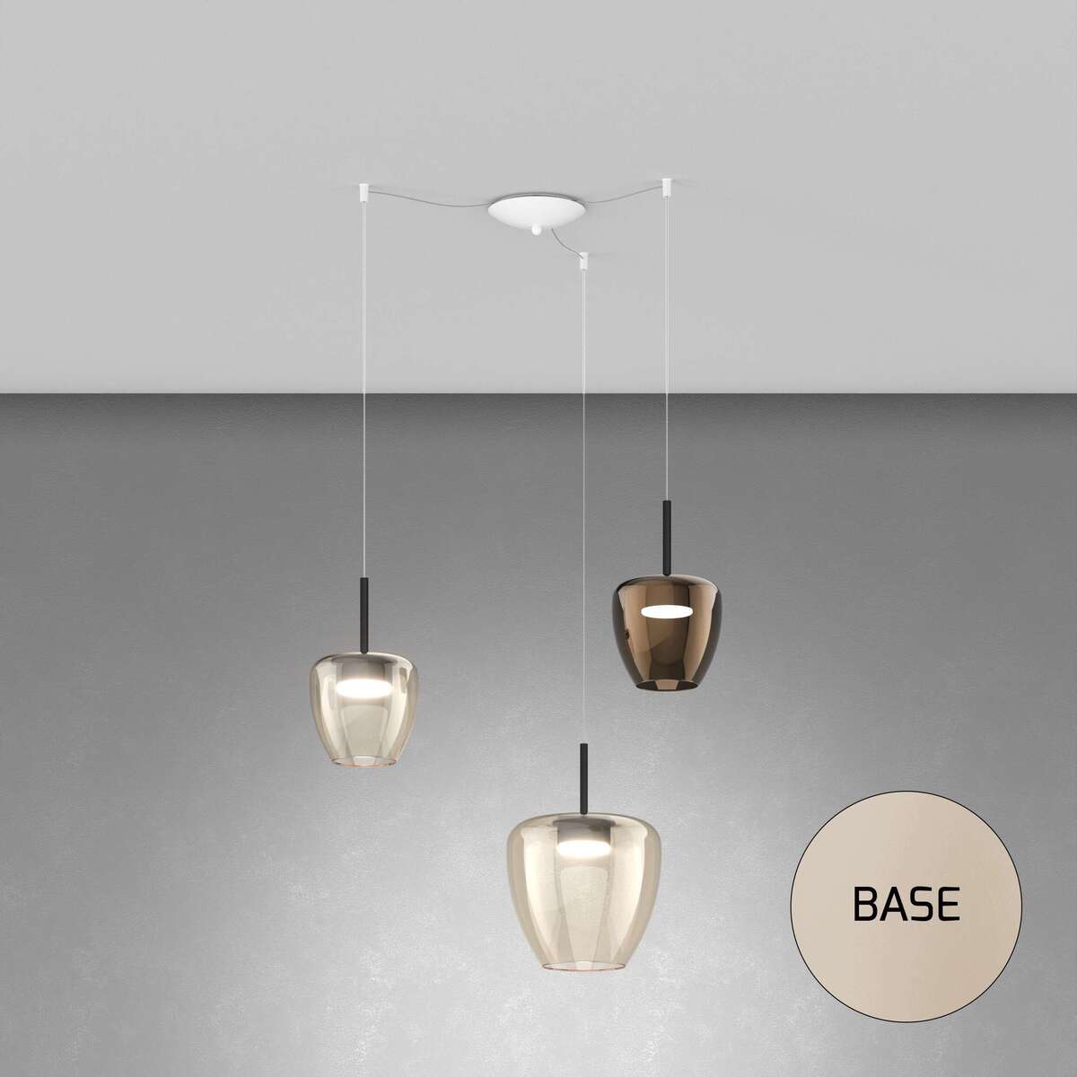 1236SA/S3 SMIX-AB SOSP. SABBIA 3 LUCI SPOSTABILE VETRI (1 PICCOLO AMBRA + 1 PICCOLO BRONZO + 1 GRANDE AMBRA)