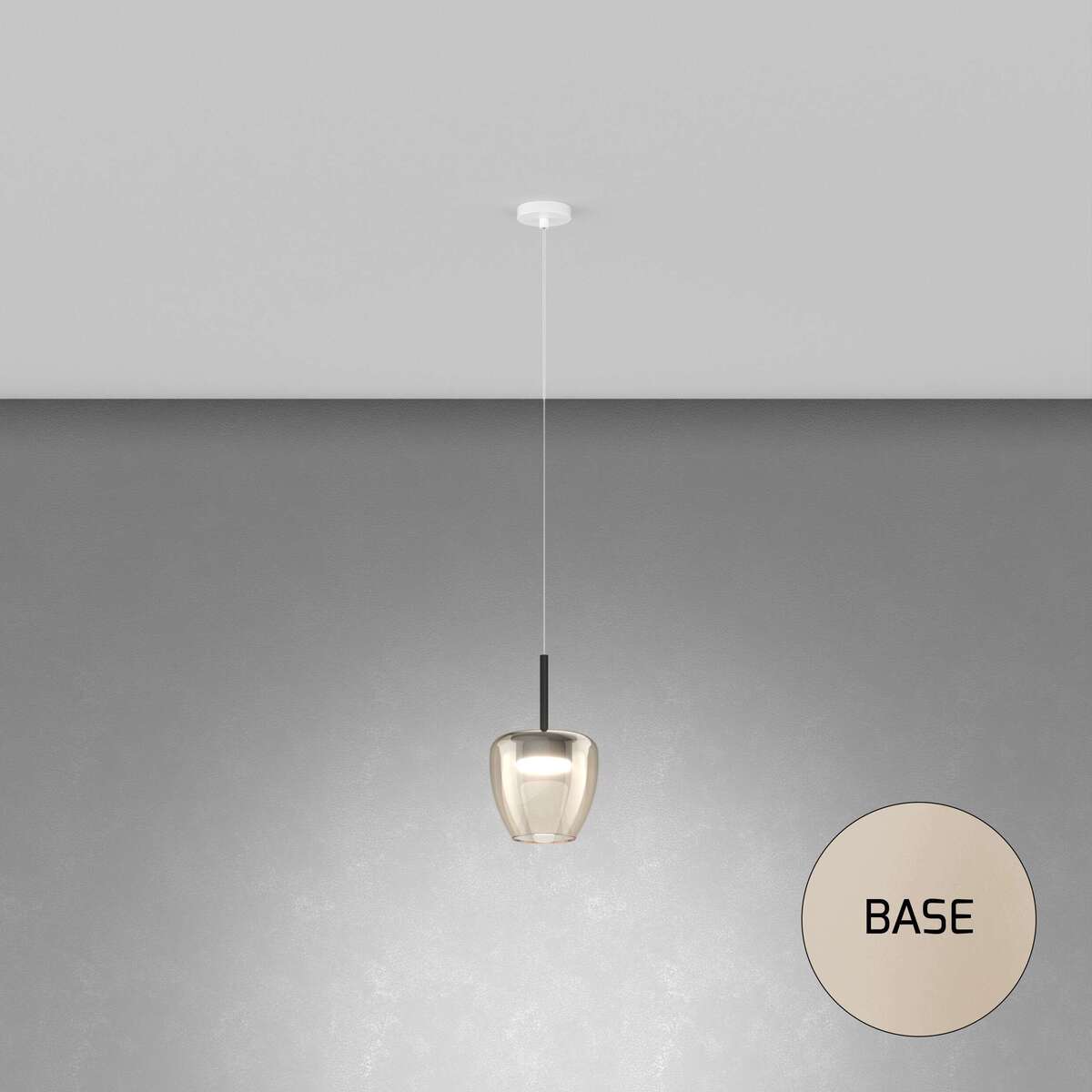 1236SA/SP-AM SOSP. SABBIA 1 LUCE VETRO PICCOLO AMBRA