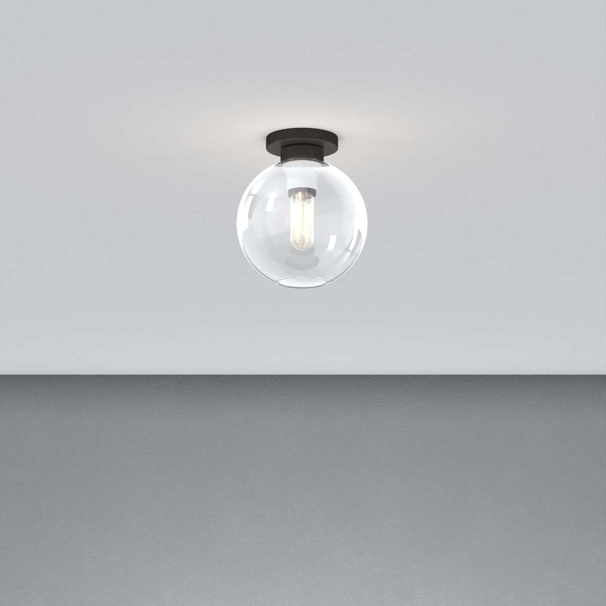 1240NB/PL1-TR L-LINE PLAFONIERA NEARLY BLACK 1 LUCE VETRO TRASPARENTE