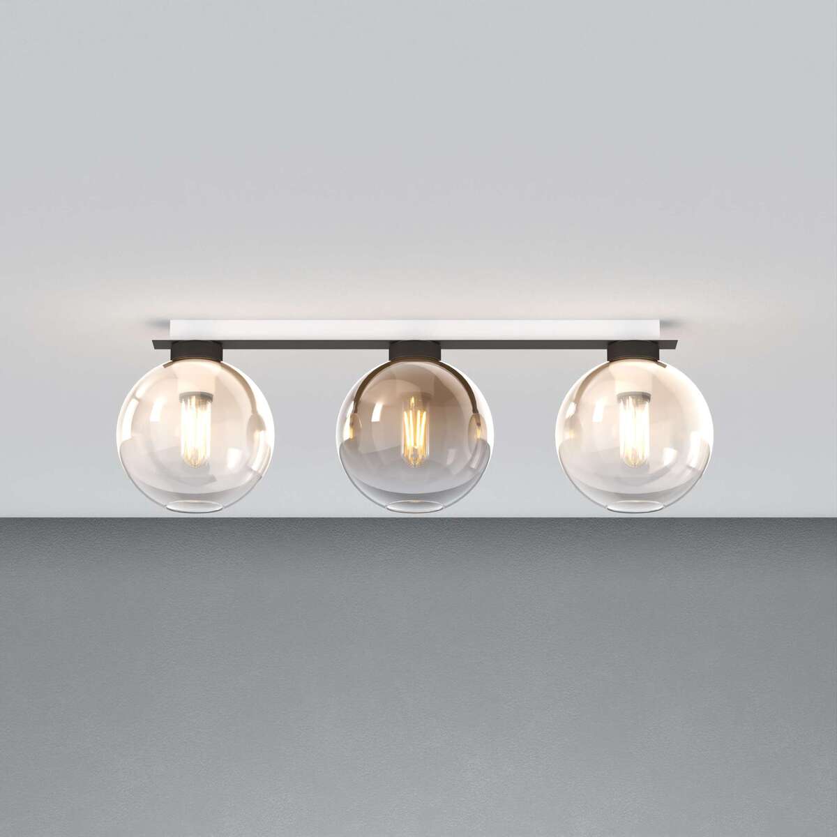 1240NB/PL3 R-AB L-LINE PLAFONIERA NEARLY BLACK 3 LUCI RETTANGOLARE VETRI 2X AMBRA + 1X BRONZO