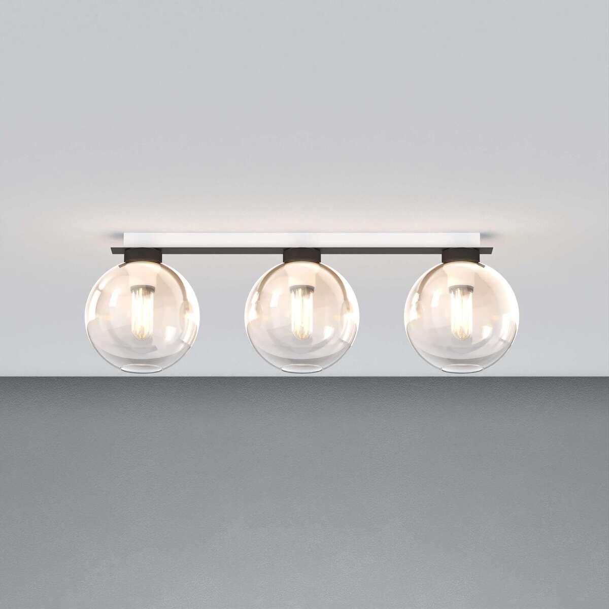 1240NB/PL3 R-AM L-LINE PLAFONIERA NEARLY BLACK 3 LUCI RETTANGOLARE VETRI AMBRA