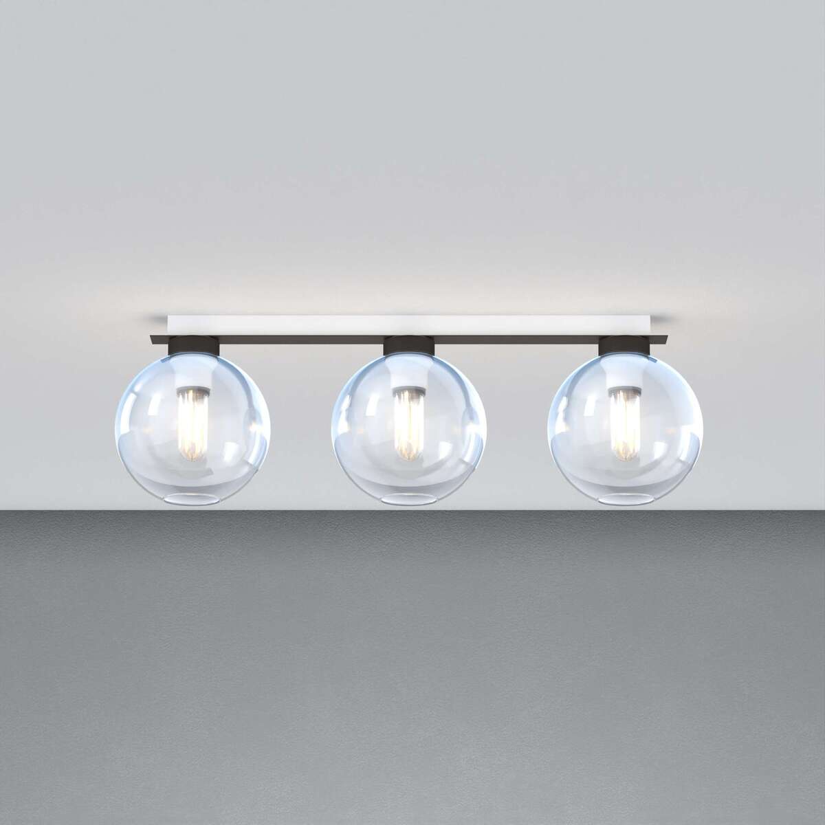 1240NB/PL3 R-BL L-LINE PLAFONIERA NEARLY BLACK 3 LUCI RETTANGOLARE VETRI BLU