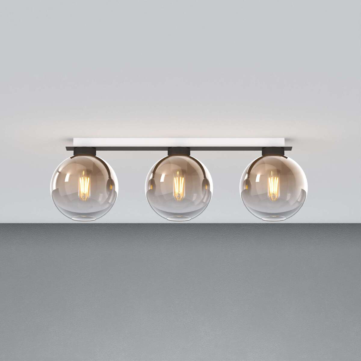 1240NB/PL3 R-BR L-LINE PLAFONIERA NEARLY BLACK 3 LUCI RETTANGOLARE VETRI BRONZO