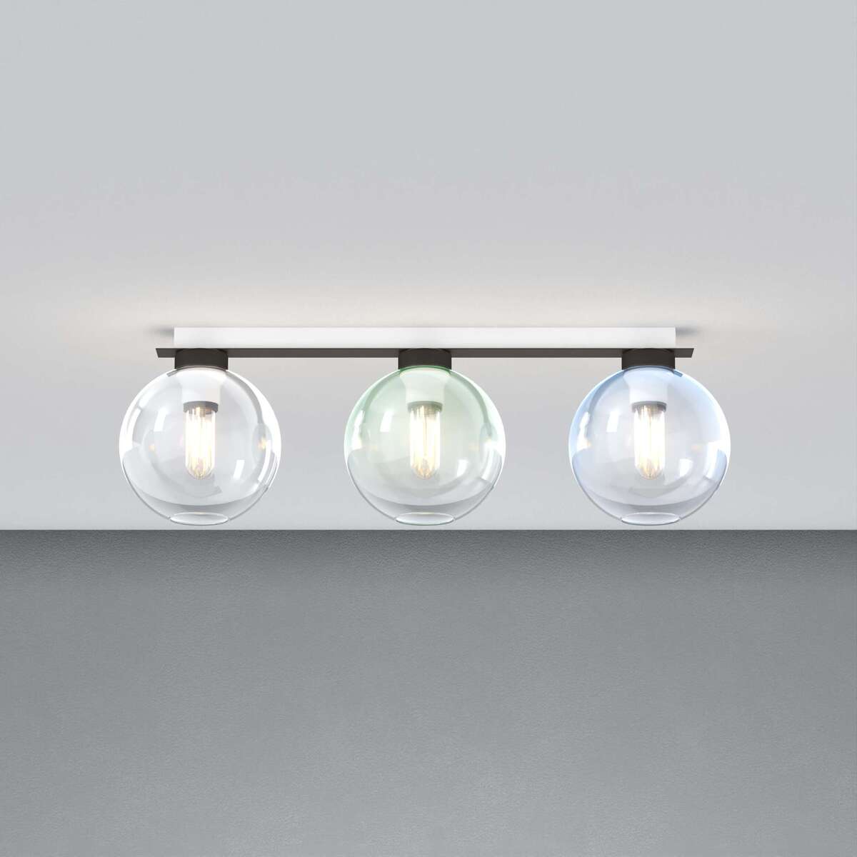 1240NB/PL3 R-MP L-LINE PLAFONIERA NEARLY BLACK 3 LUCI RETTANGOLARE VETRI 1X AMBRA + 1X VERDE + 1X BLU