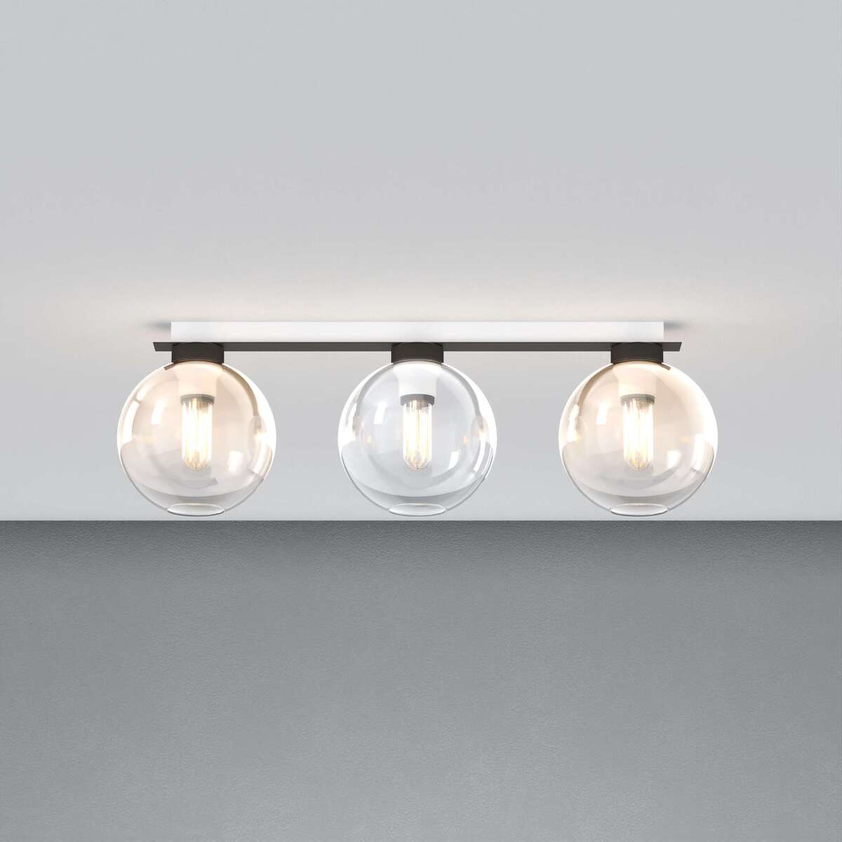 1240NB/PL3 R-TA L-LINE PLAFONIERA NEARLY BLACK 3 LUCI RETTANGOLARE VETRI 1X TRASPARENTE + 2X AMBRA