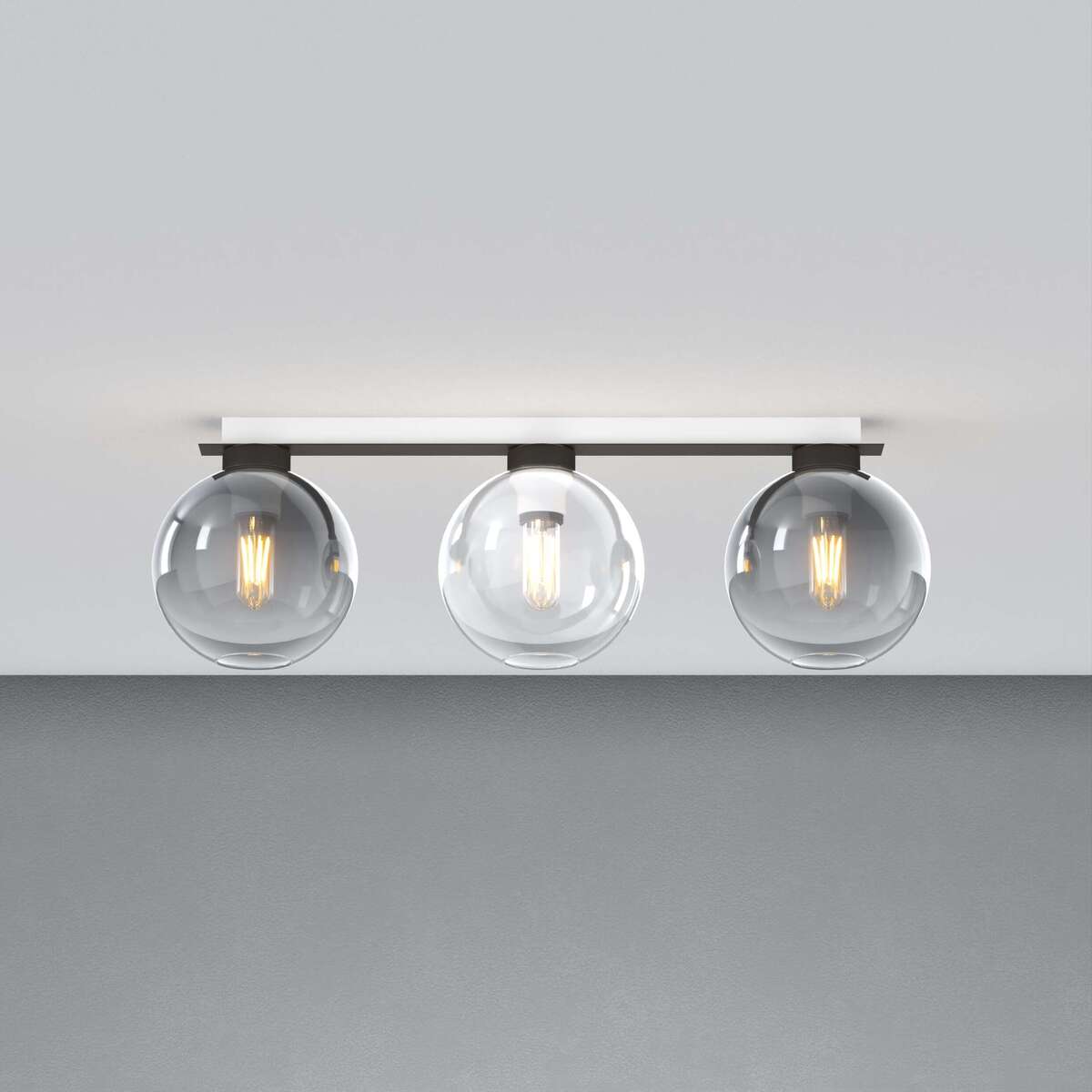 1240NB/PL3 R-TF L-LINE PLAFONIERA NEARLY BLACK 3 LUCI RETTANGOLARE VETRI 1X TRASPERENTE + 2X FUME