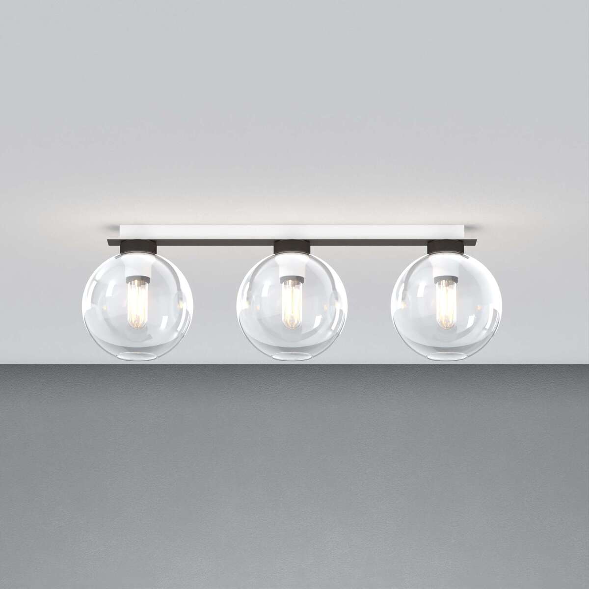 1240NB/PL3 R-TR L-LINE PLAFONIERA NEARLY BLACK 3 LUCI RETTANGOLARE VETRI TRASPARENTE