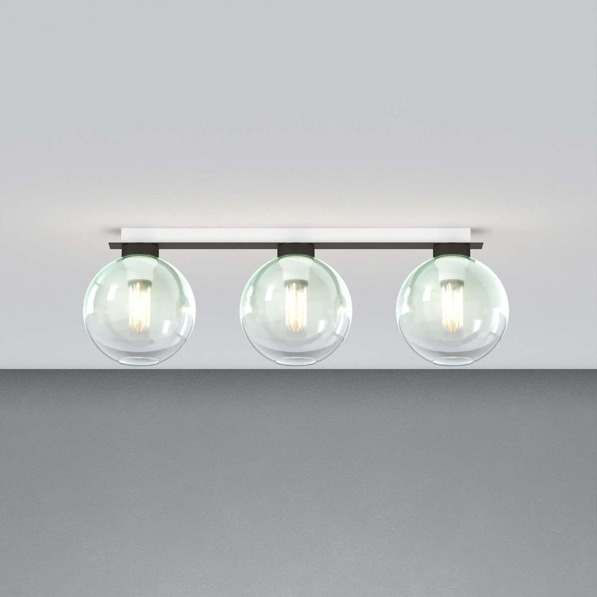 1240NB/PL3 R-VE L-LINE PLAFONIERA NEARLY BLACK 3 LUCI RETTANGOLARE VETRI VERDE