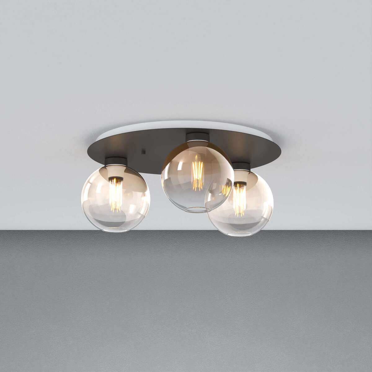 1240NB/PL3 T-AB L-LINE PLAFONIERA NEARLY BLACK 3 LUCI TONDO VETRI 2X AMBRA + 1X BRONZO