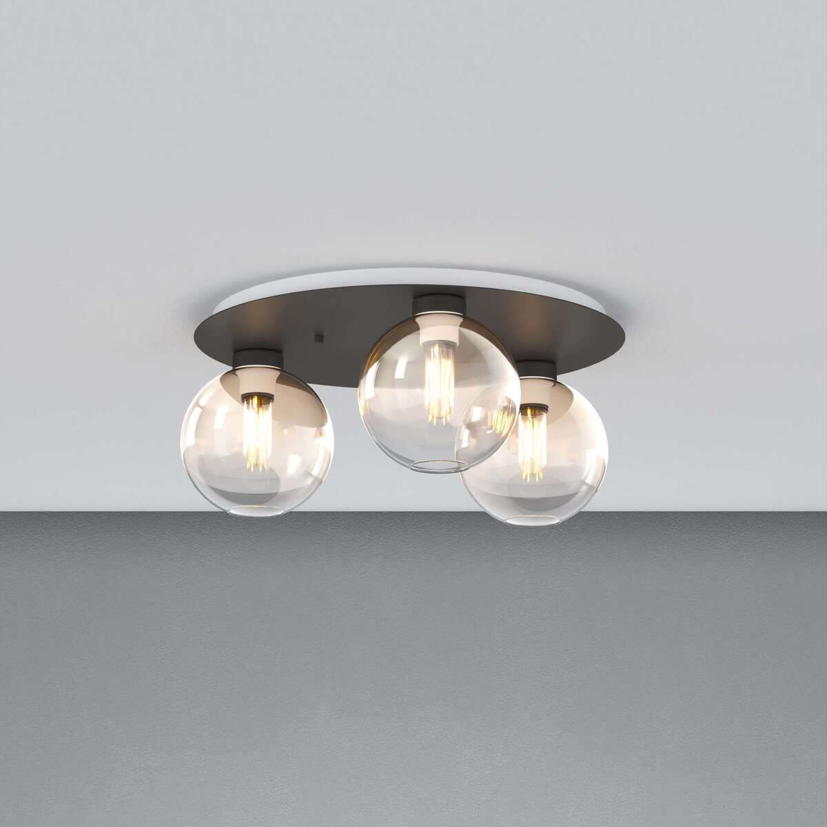 1240NB/PL3 T-AM L-LINE PLAFONIERA NEARLY BLACK 3 LUCI TONDO VETRI AMBRA