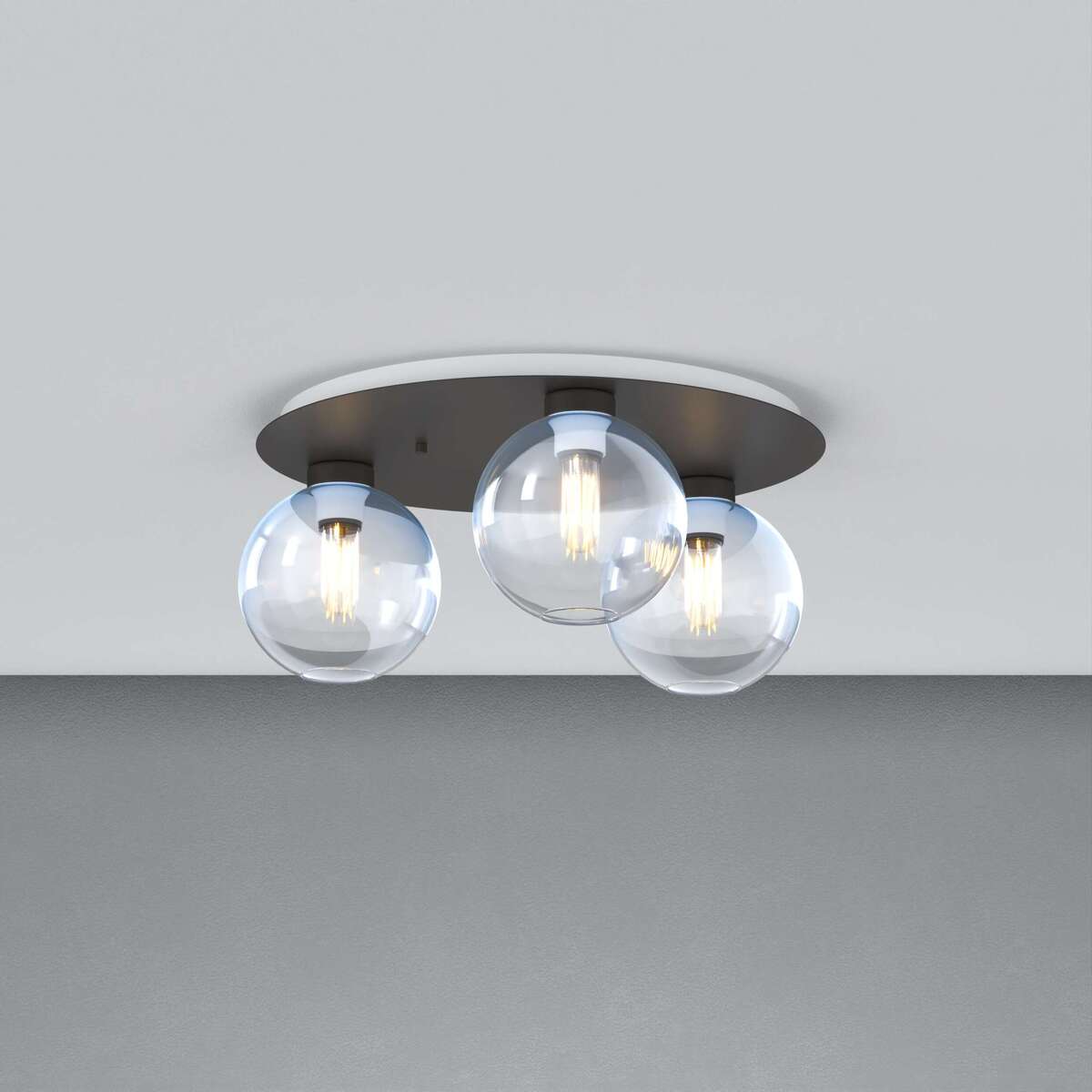 1240NB/PL3 T-BL L-LINE PLAFONIERA NEARLY BLACK 3 LUCI TONDO VETRI BLU