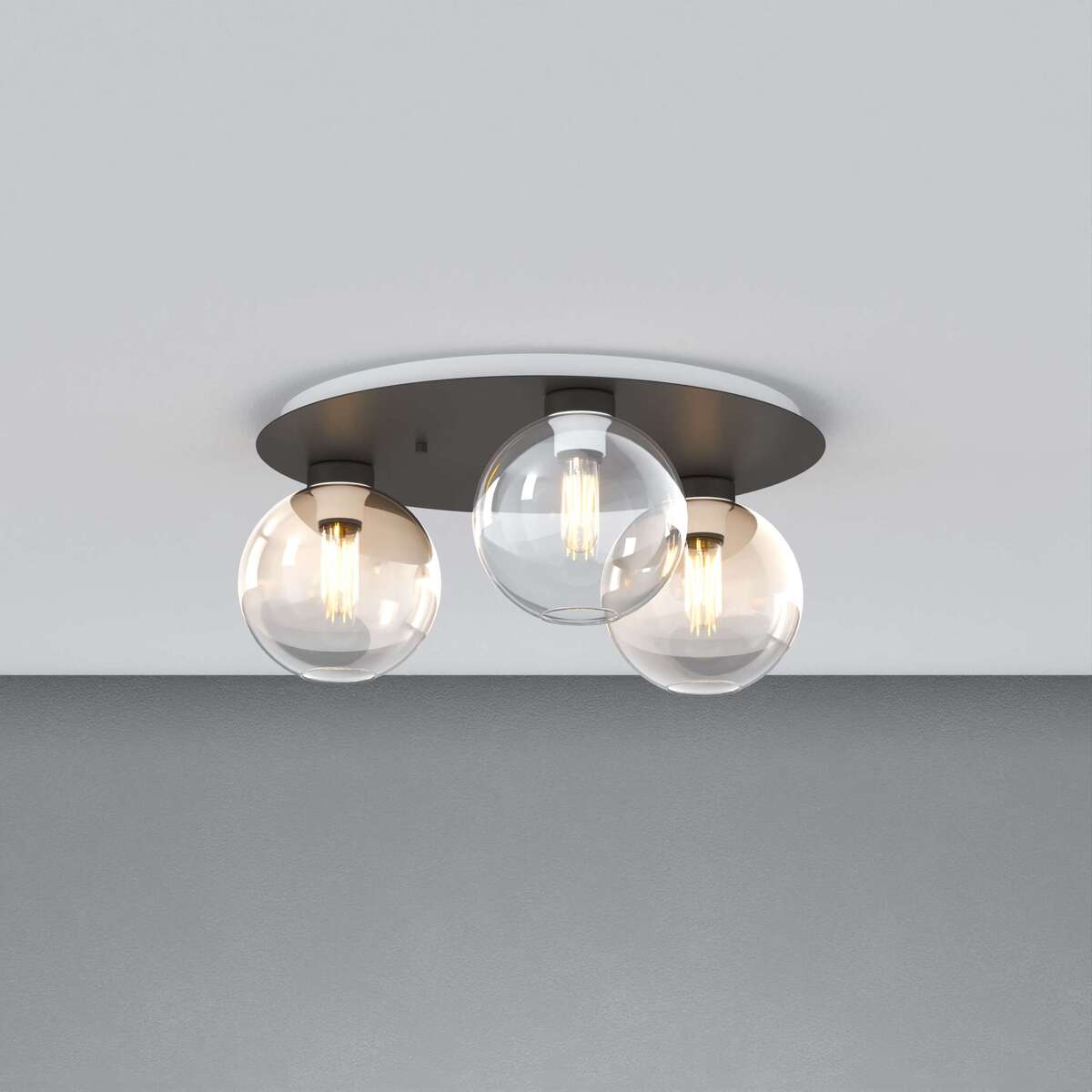 1240NB/PL3 T-TA L-LINE PLAFONIERA NEARLY BLACK 3 LUCI TONDO VETRI 1X TRASPARENTE + 2X AMBRA