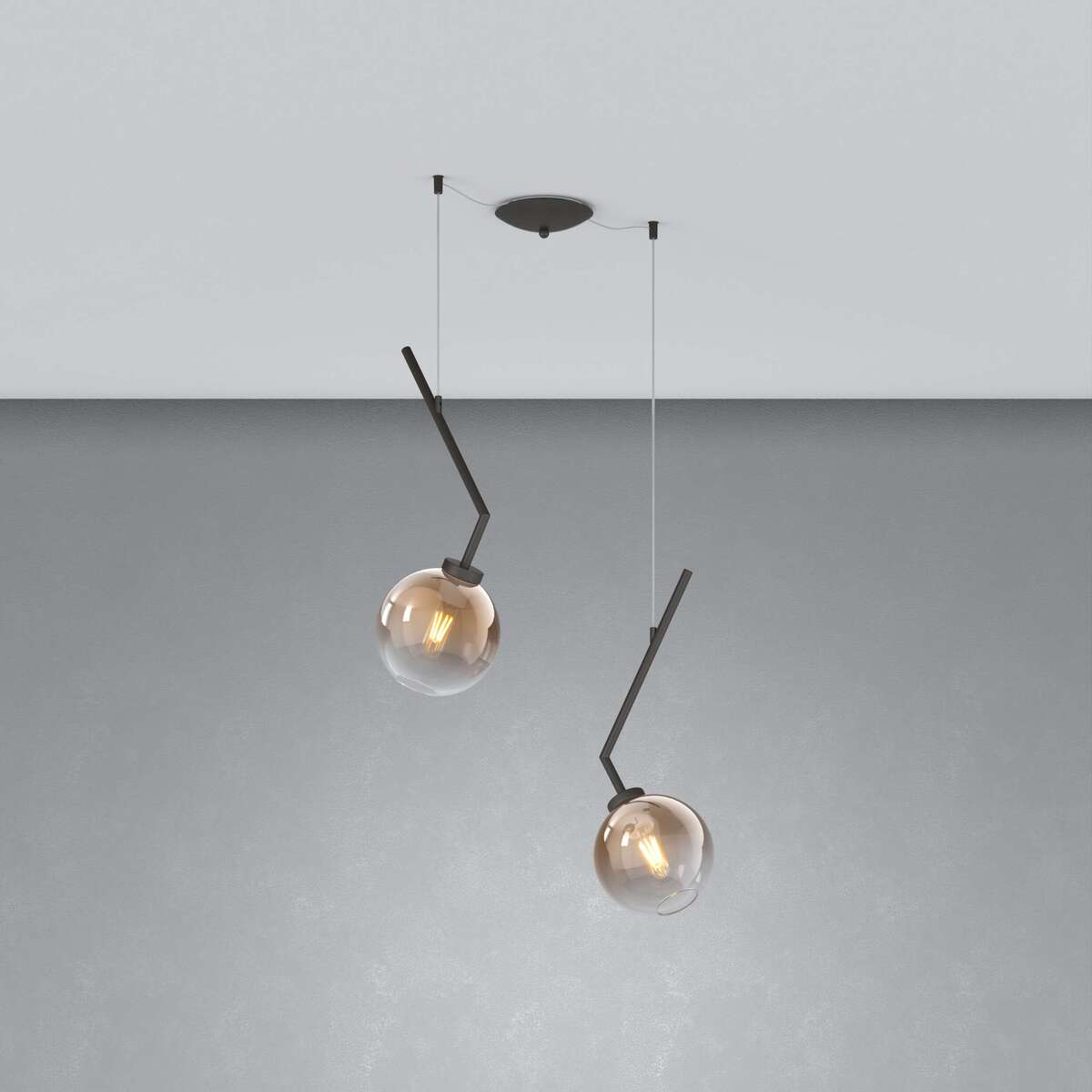 1240NB/S2 S-BR L-LINE SOSP. NEARLY BLACK 2 LUCI SPOSTABILE VETRI BRONZO