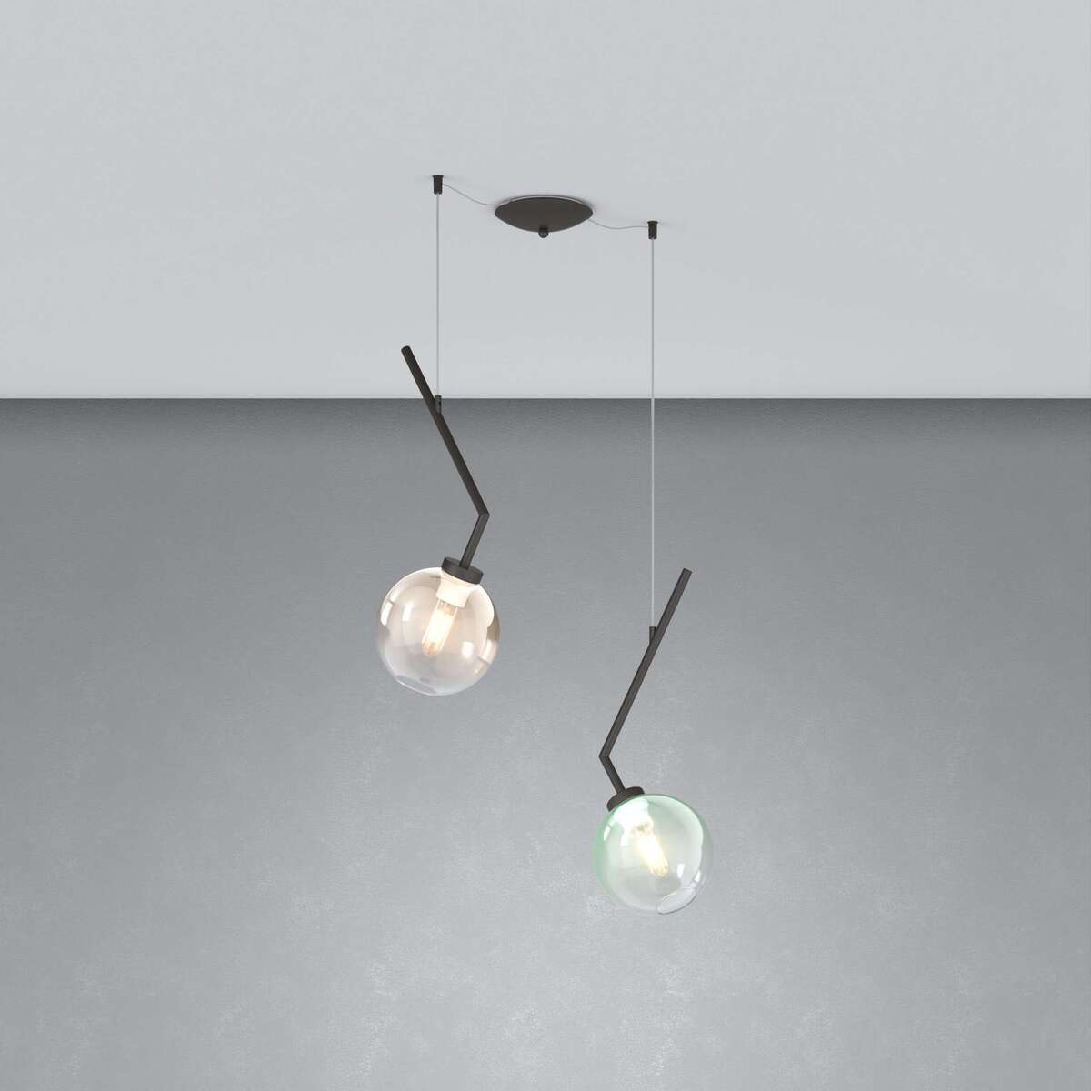 1240NB/S2 S-MP L-LINE SOSP. NEARLY BLACK 2 LUCI SPOSTABILE VETRI 1X AMBRA + 1X VERDE