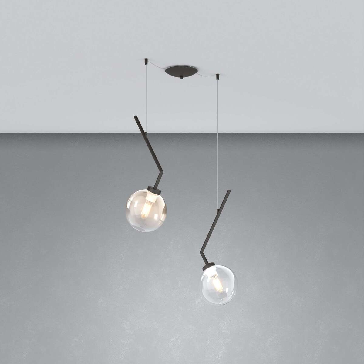 1240NB/S2 S-TA L-LINE SOSP. NEARLY BLACK 2 LUCI SPOSTABILE VETRI 1X TRASPARENTE + 1X AMBRA