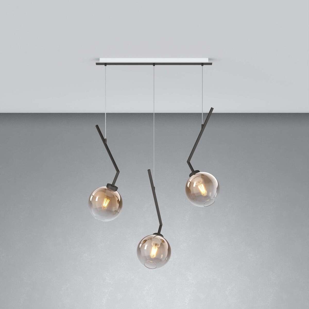 1240NB/S3 R-BR L-LINE SOSP. NEARLY BLACK 3 LUCI RETTANGOLARE VETRI BRONZO