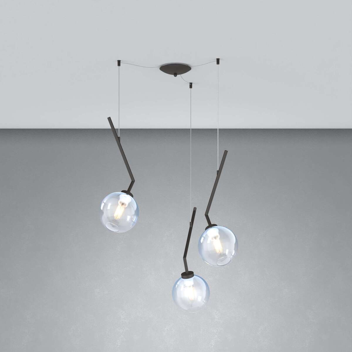 1240NB/S3 S-BL L-LINE SOSP. NEARLY BLACK 3 LUCI SPOSTABILE VETRI BLU