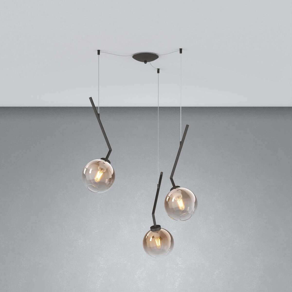 1240NB/S3 S-BR L-LINE SOSP. NEARLY BLACK 3 LUCI SPOSTABILE VETRI BRONZO