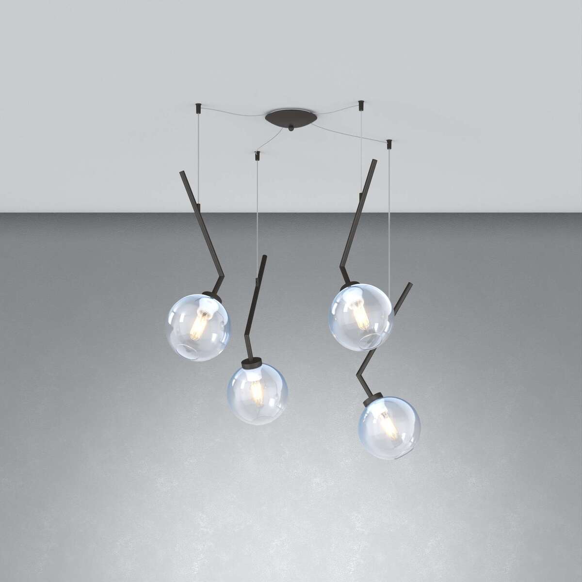 1240NB/S4 S-BL L-LINE SOSP. NEARLY BLACK 4 LUCI SPOSTABILE VETRI BLU