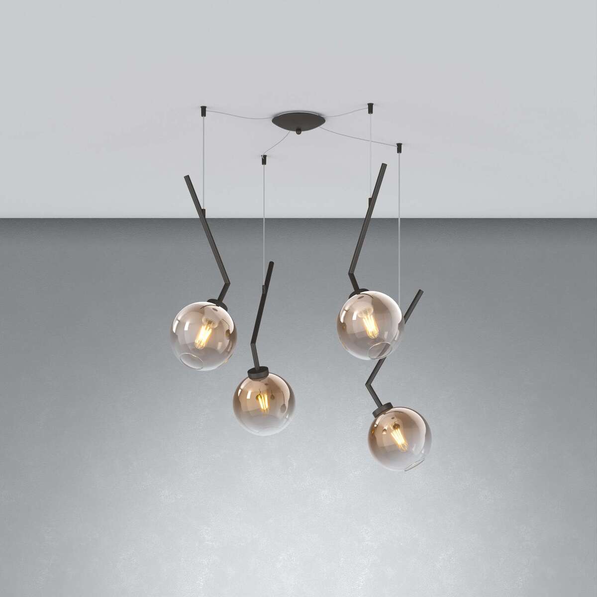 1240NB/S4 S-BR L-LINE SOSP. NEARLY BLACK 4 LUCI SPOSTABILE VETRI BRONZO