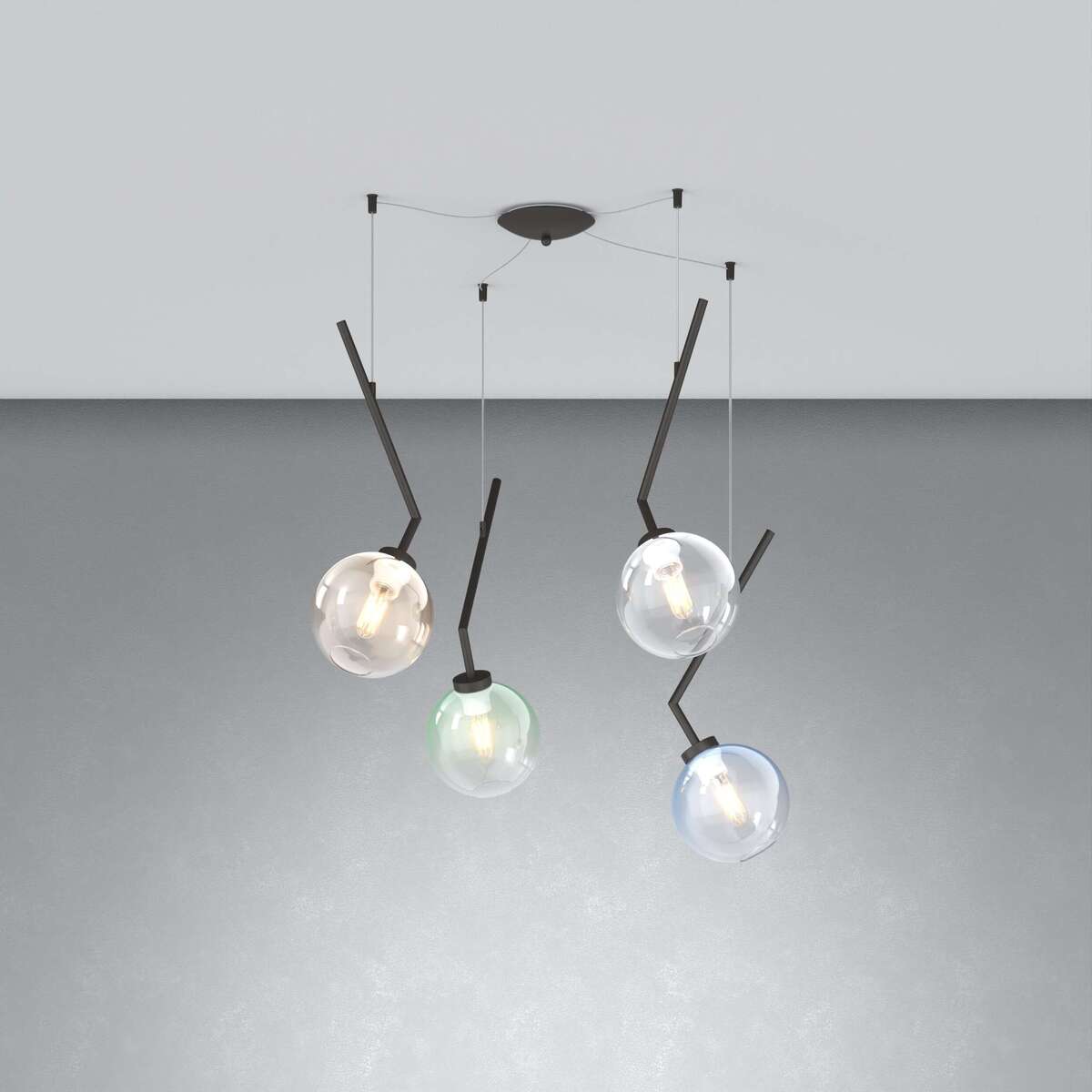 1240NB/S4 S-MP L-LINE SOSP. NEARLY BLACK 4 LUCI SPOSTABILE VETRI 1X AMBRA + 1X VERDE + 1X BLU + 1X TRASPARENTE