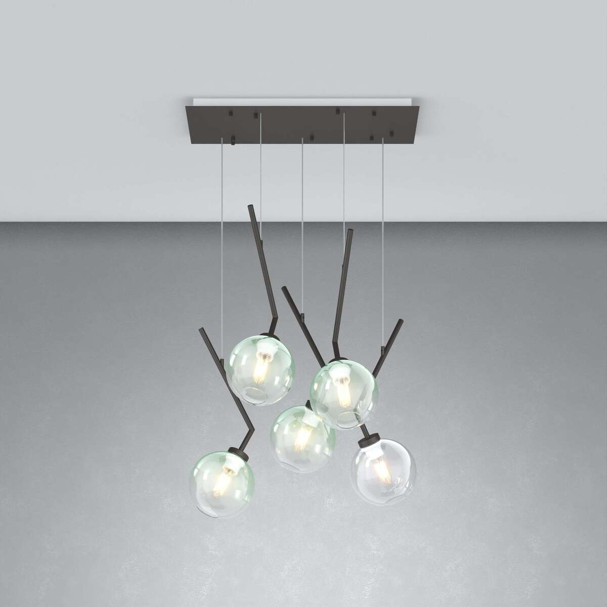 1240NB/S5 R-MP L-LINE SOSP. NEARLY BLACK 5 LUCI RETTANGOLARE VETRI 2X AMBRA + 1X VERDE + 1X BLU + 1X TRASPARENTE