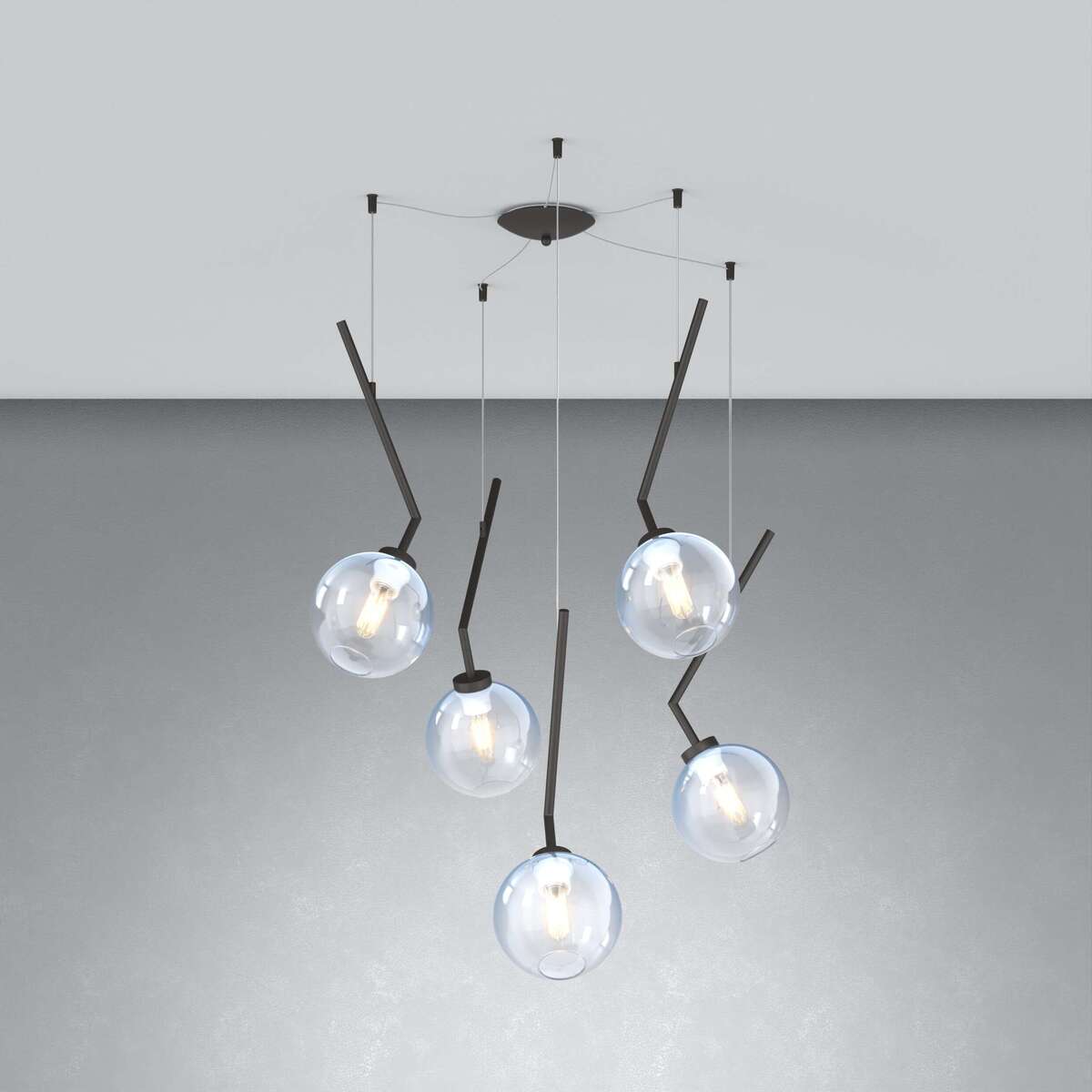 1240NB/S5 S-BL L-LINE SOSP. NEARLY BLACK 5 LUCI SPOSTABILE VETRI BLU