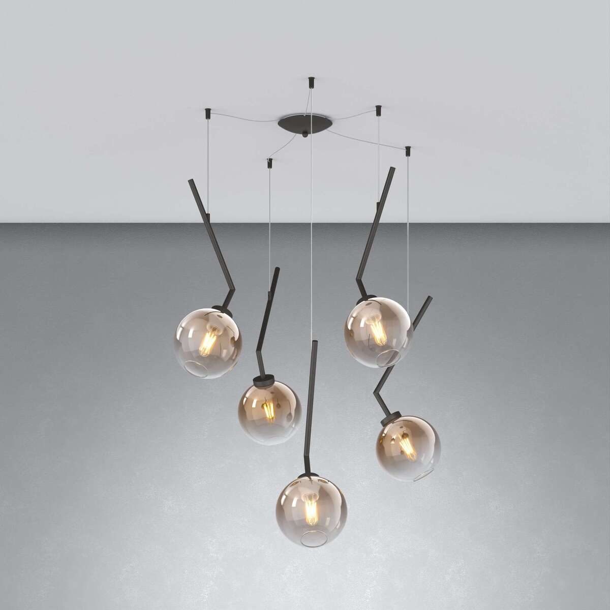 1240NB/S5 S-BR L-LINE SOSP. NEARLY BLACK 5 LUCI SPOSTABILE VETRI BRONZO