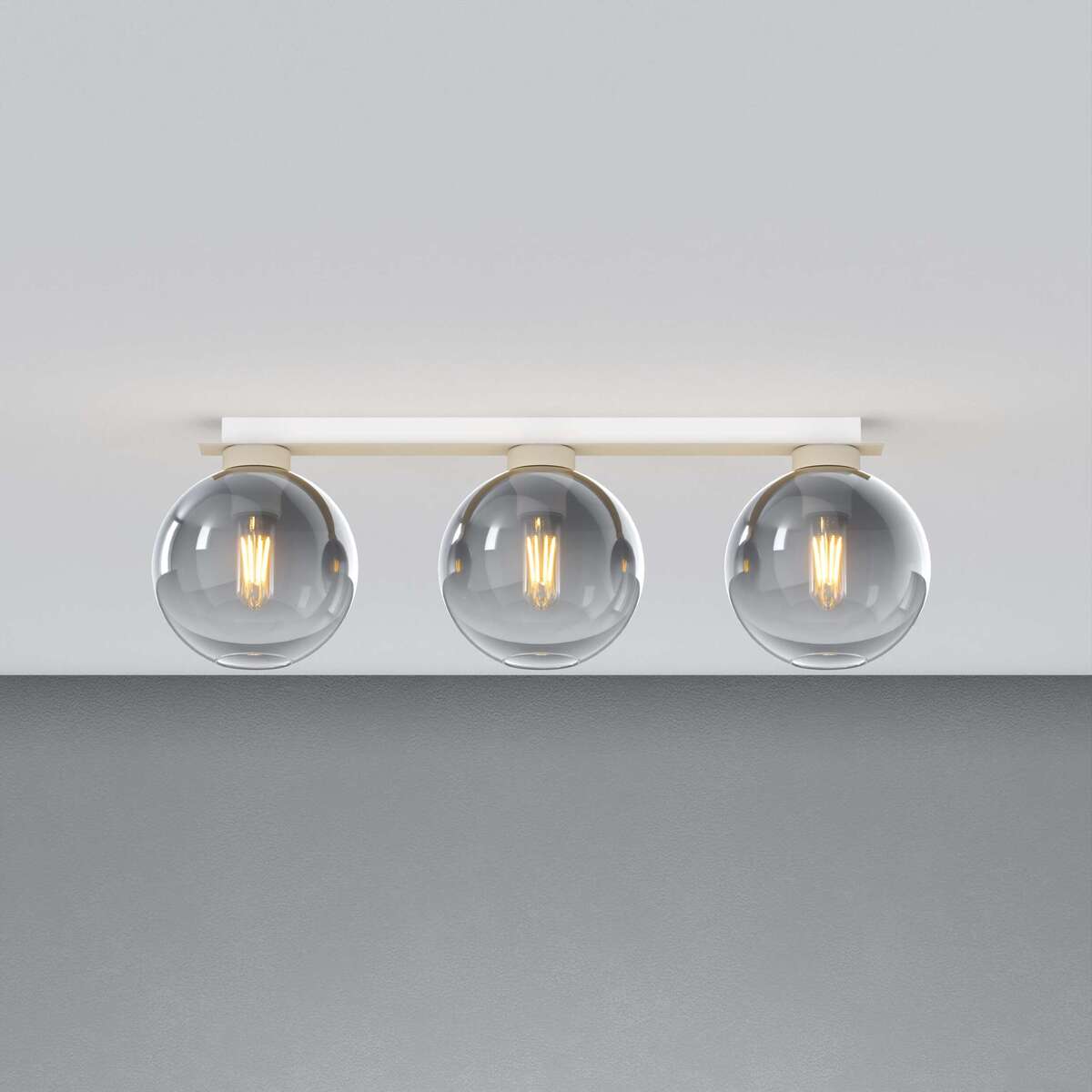 1240SA/PL3 R-FU L-LINE PLAFONIERA SABBIA 3 LUCI RETTANGOLARE VETRI FUME