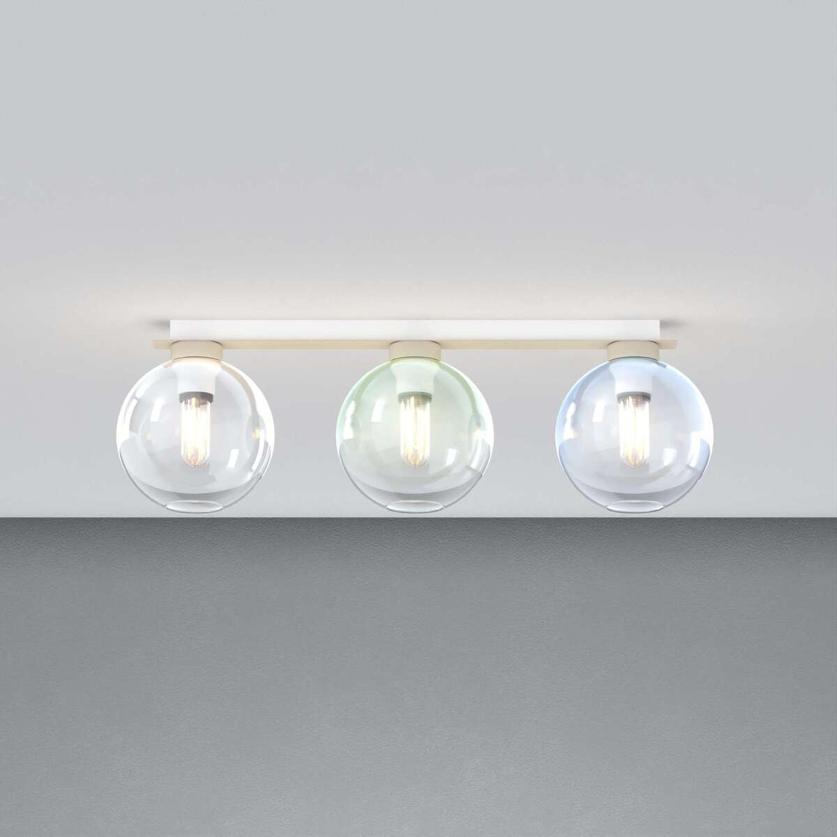 1240SA/PL3 R-MP L-LINE PLAFONIERA SABBIA 3 LUCI RETTANGOLARE VETRI 1X AMBRA + 1X VERDE + 1X BLU