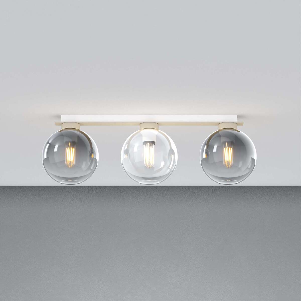 1240SA/PL3 R-TF L-LINE PLAFONIERA SABBIA 3 LUCI RETTANGOLARE VETRI 1X TRASPERENTE + 2X FUME