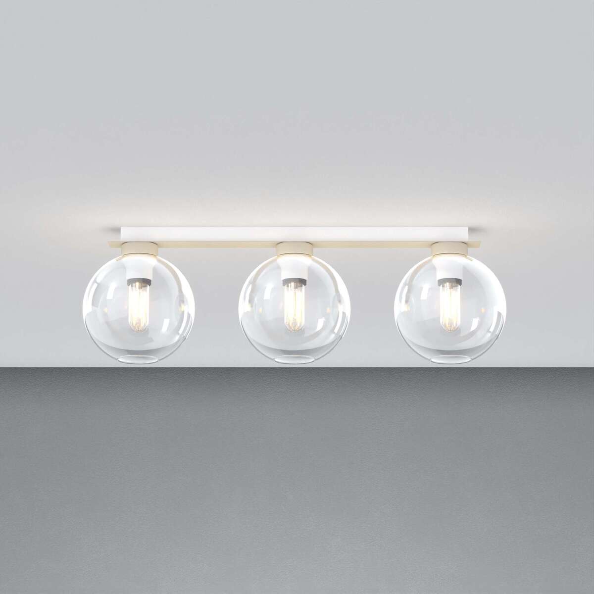 1240SA/PL3 R-TR L-LINE PLAFONIERA SABBIA 3 LUCI RETTANGOLARE VETRI TRASPARENTE