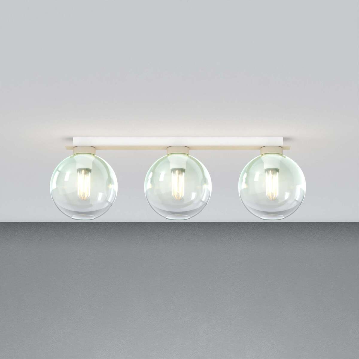 1240SA/PL3 R-VE L-LINE PLAFONIERA SABBIA 3 LUCI RETTANGOLARE VETRI VERDE