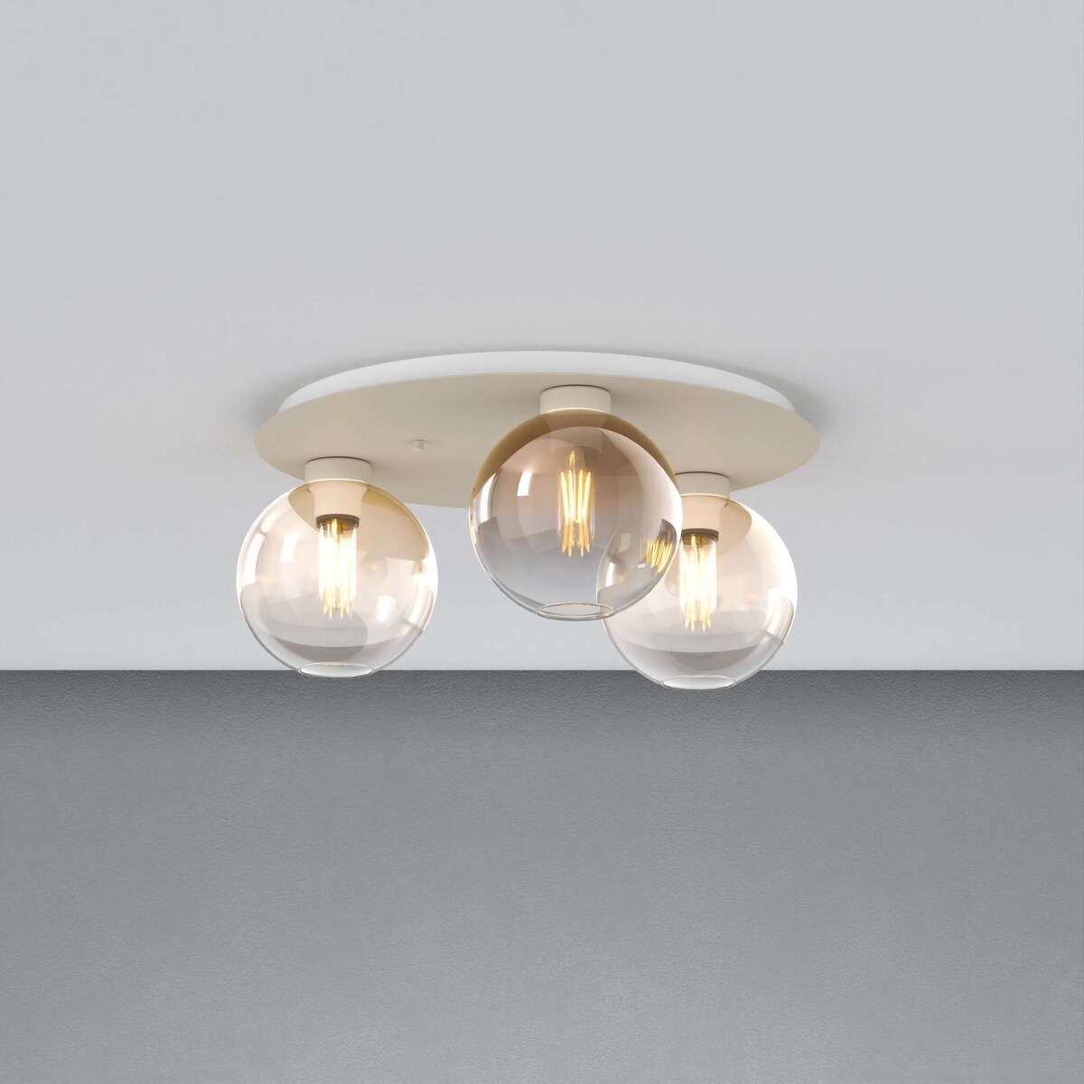 1240SA/PL3 T-AB L-LINE PLAFONIERA SABBIA 3 LUCI TONDO VETRI 2X AMBRA + 1X BRONZO