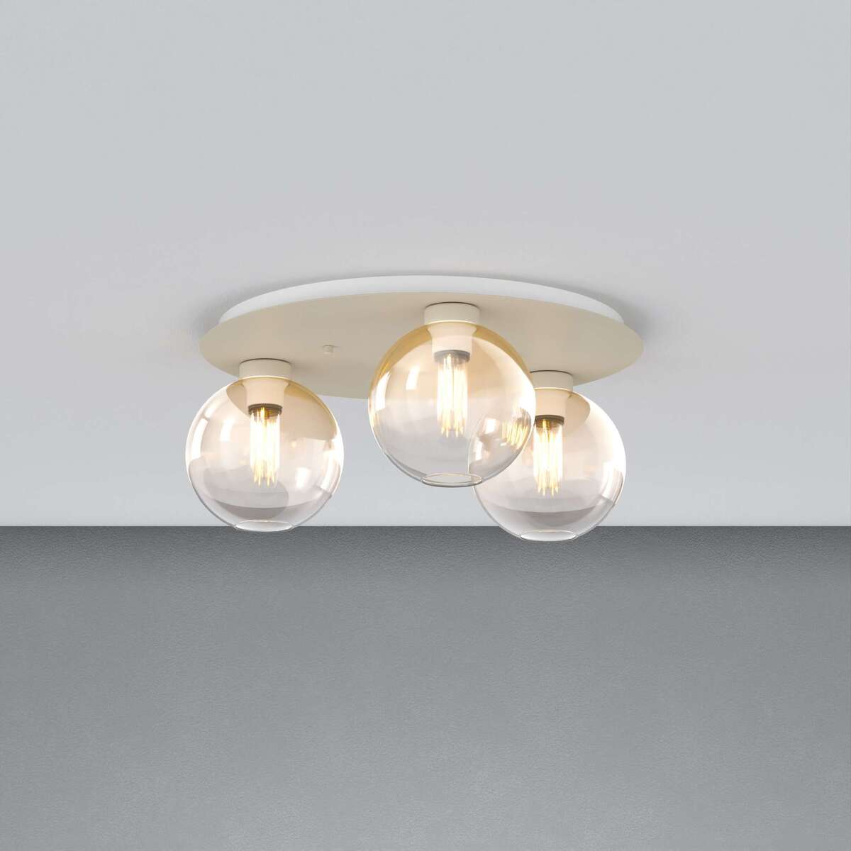 1240SA/PL3 T-AM L-LINE PLAFONIERA SABBIA 3 LUCI TONDO VETRI AMBRA