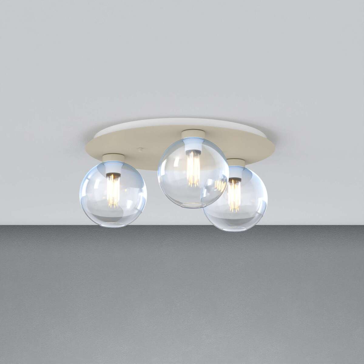 1240SA/PL3 T-BL L-LINE PLAFONIERA SABBIA 3 LUCI TONDO VETRI BLU