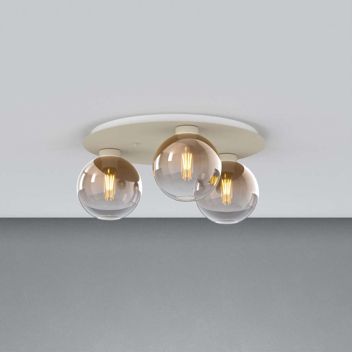 1240SA/PL3 T-BR L-LINE PLAFONIERA SABBIA 3 LUCI TONDO VETRI BRONZO