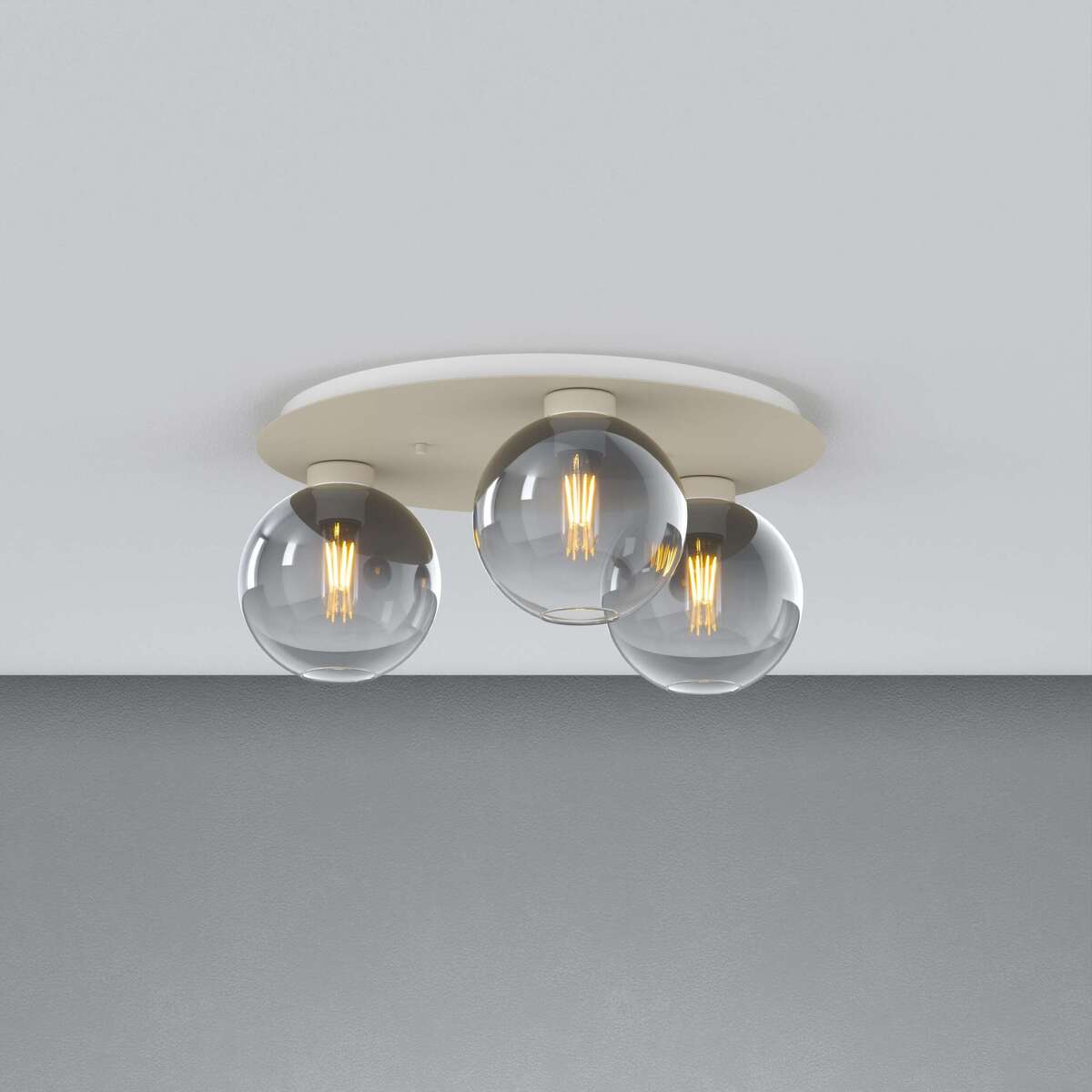 1240SA/PL3 T-FU L-LINE PLAFONIERA SABBIA 3 LUCI TONDO VETRI FUME