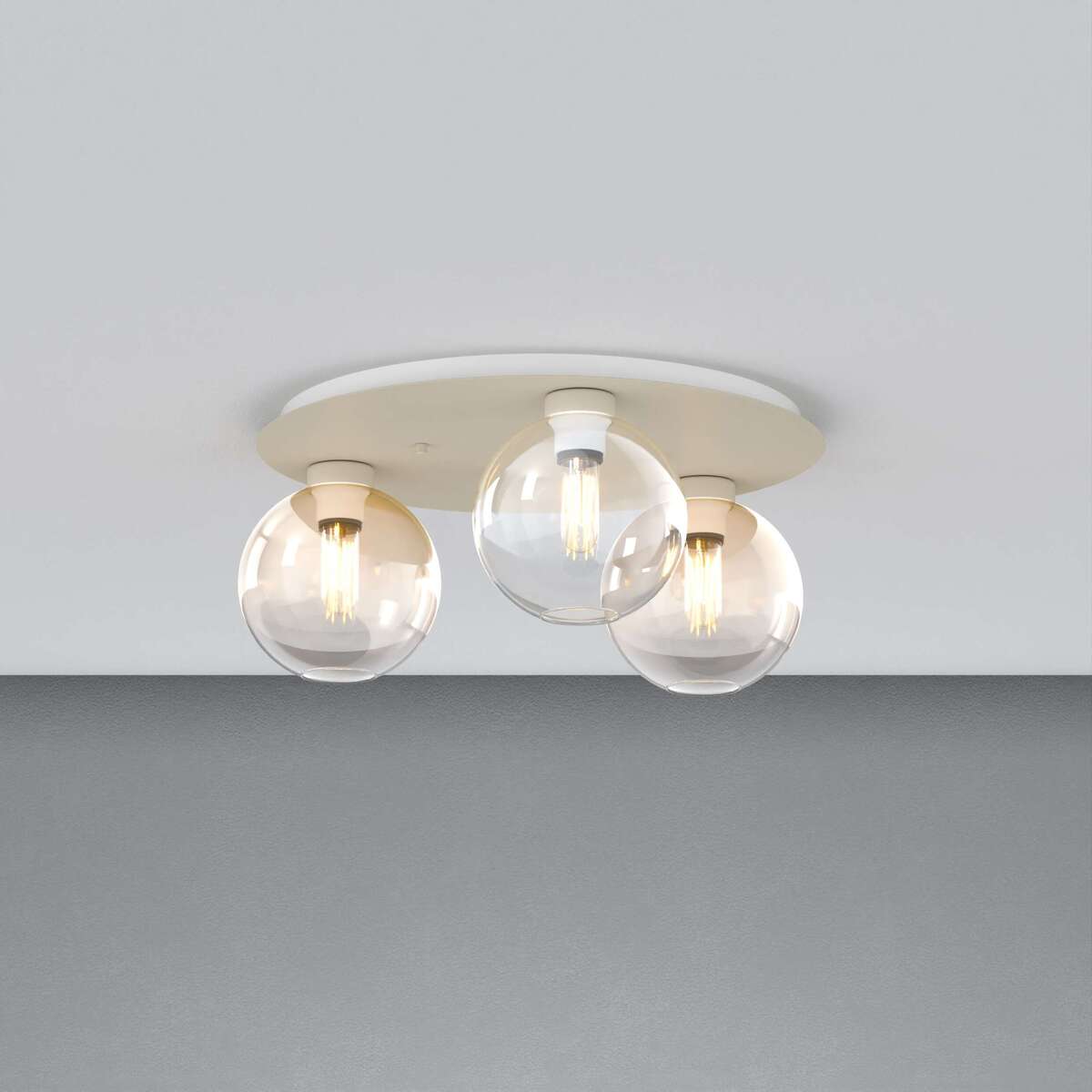 1240SA/PL3 T-TA L-LINE PLAFONIERA SABBIA 3 LUCI TONDO VETRI 1X TRASPARENTE + 2X AMBRA