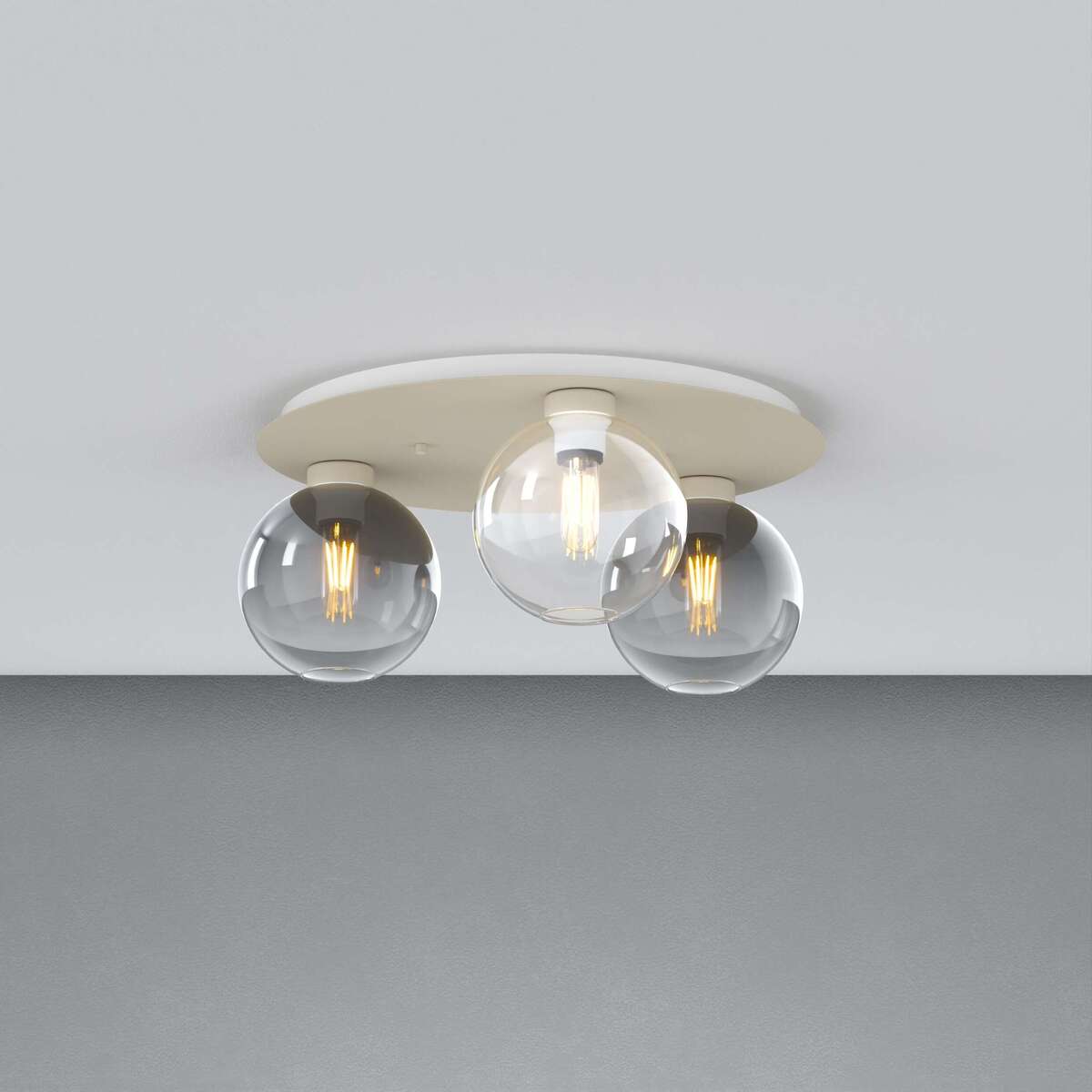 1240SA/PL3 T-TF L-LINE PLAFONIERA SABBIA 3 LUCI TONDO VETRI 1X TRASPERENTE + 2X FUME