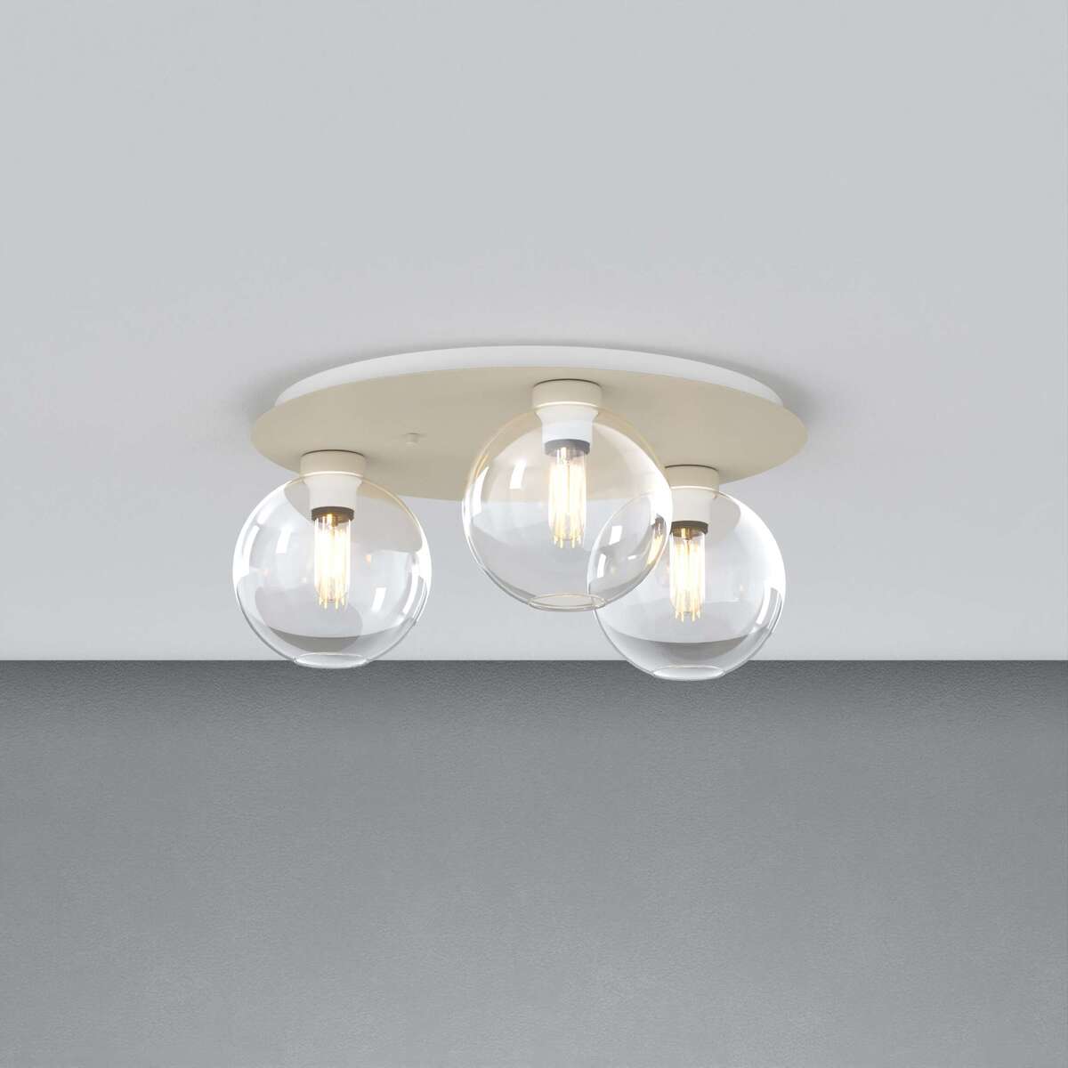 1240SA/PL3 T-TR L-LINE PLAFONIERA SABBIA 3 LUCI TONDO VETRI TRASPARENTE