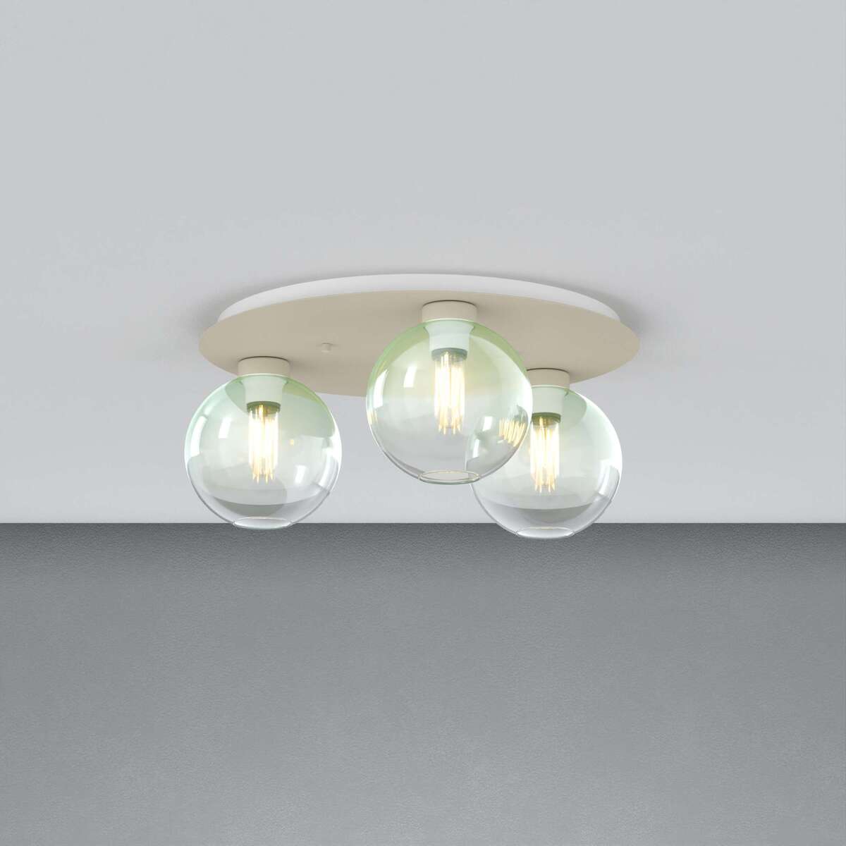 1240SA/PL3 T-VE L-LINE PLAFONIERA SABBIA 3 LUCI TONDO VETRI VERDE
