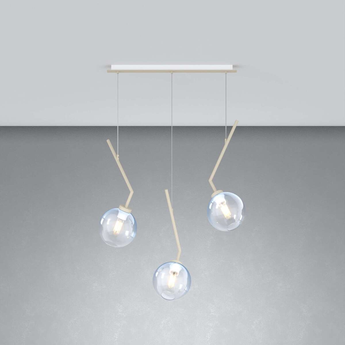 1240SA/S3 R-BL L-LINE SOSP. SABBIA 3 LUCI RETTANGOLARE VETRI BLU