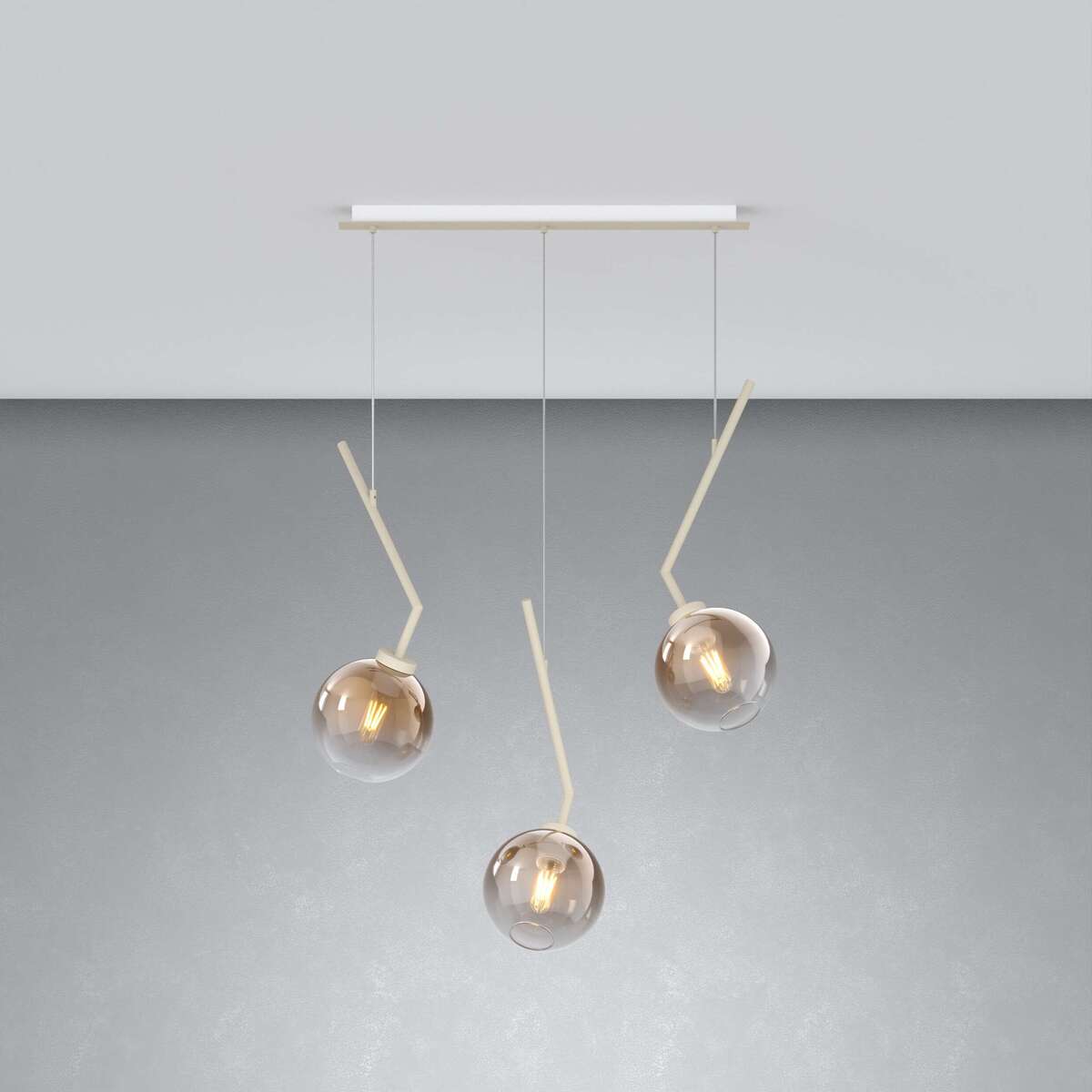 1240SA/S3 R-BR L-LINE SOSP. SABBIA 3 LUCI RETTANGOLARE VETRI BRONZO