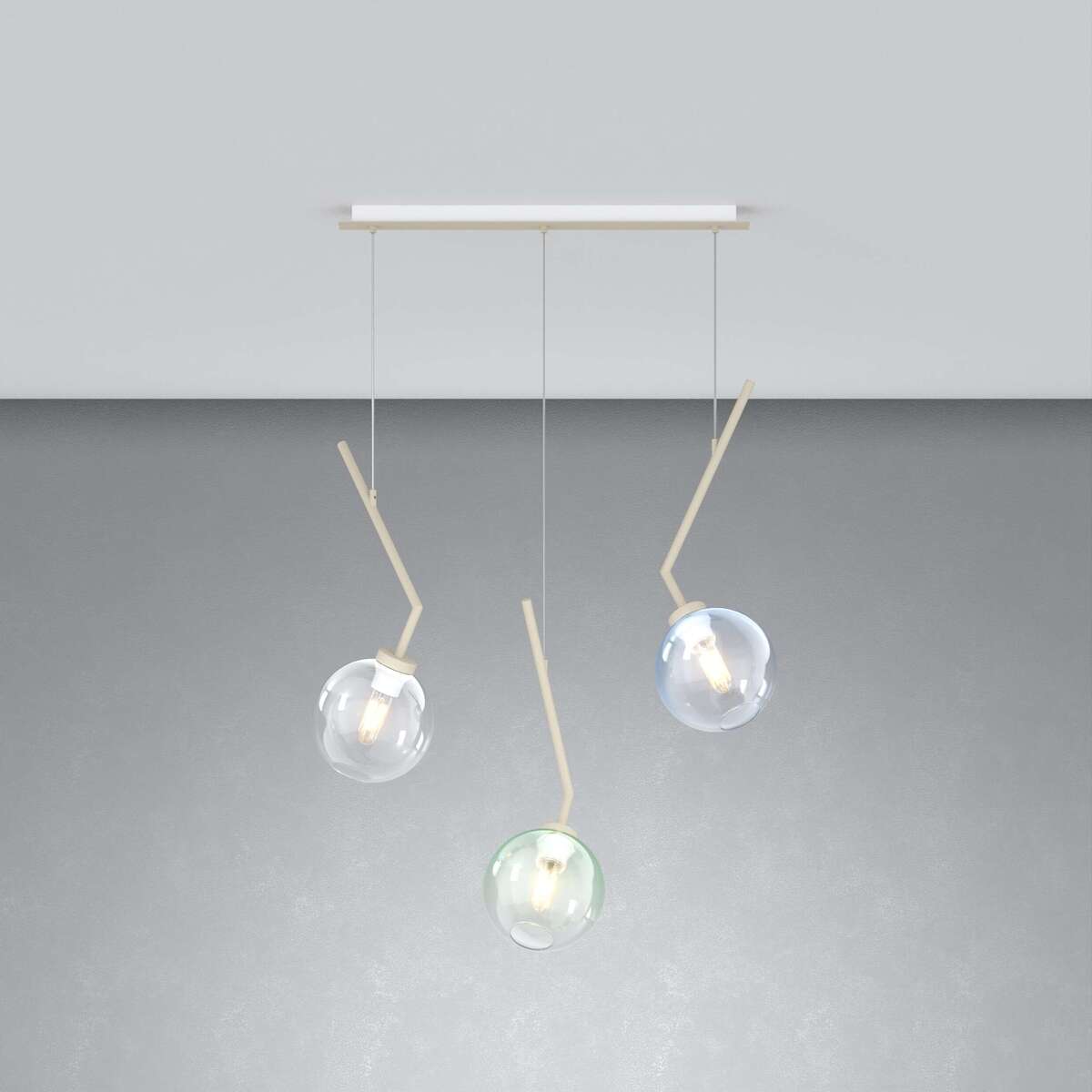 1240SA/S3 R-MP L-LINE SOSP. SABBIA 3 LUCI RETTANGOLARE VETRI 1X AMBRA + 1X VERDE + 1X BLU