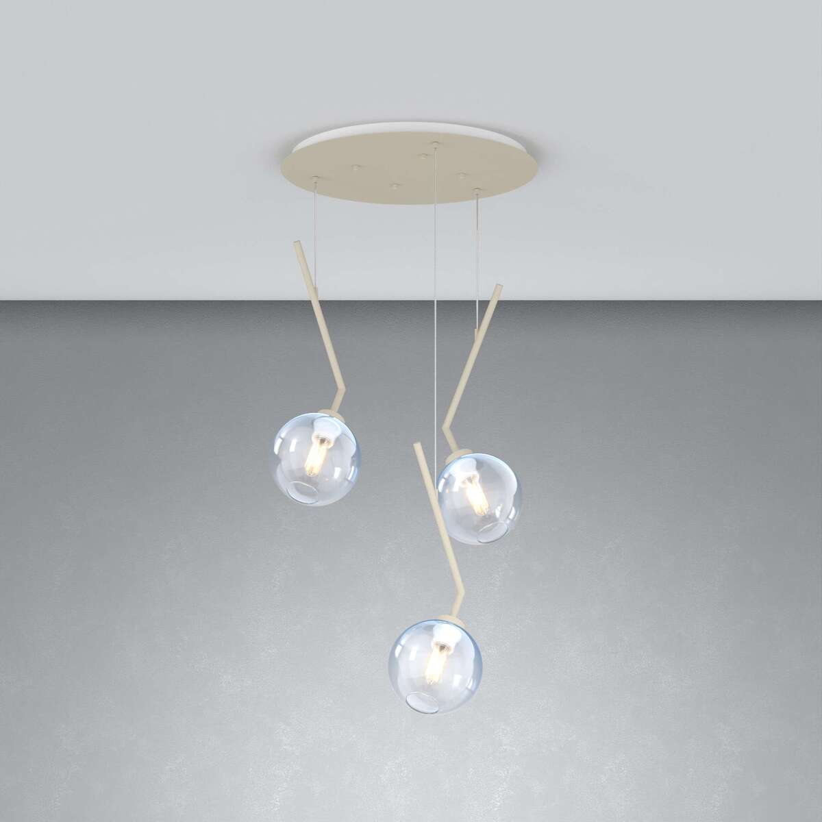 1240SA/S3 T-BL L-LINE SOSP. SABBIA 3 LUCI TONDO VETRI BLU