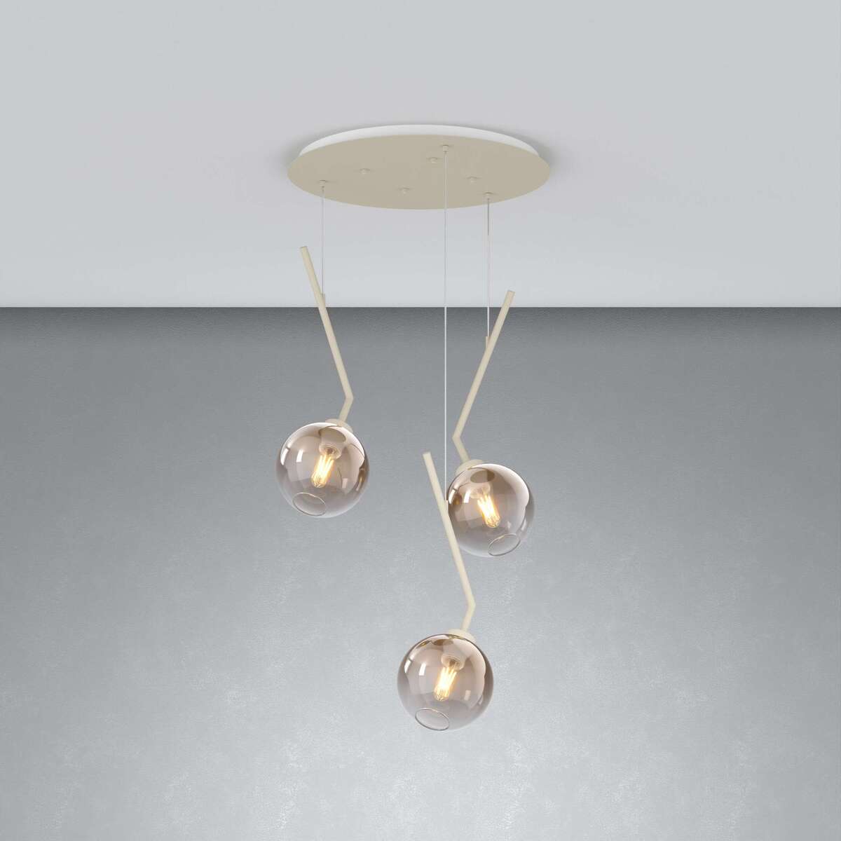 1240SA/S3 T-BR L-LINE SOSP. SABBIA 3 LUCI TONDO VETRI BRONZO