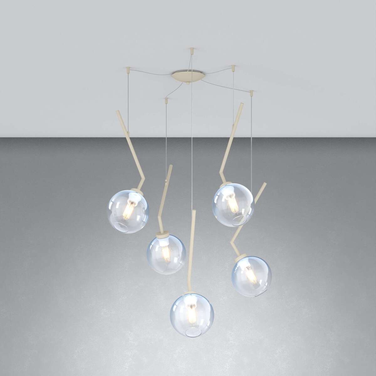 1240SA/S5 S-BL L-LINE SOSP. SABBIA 5 LUCI SPOSTABILE VETRI BLU