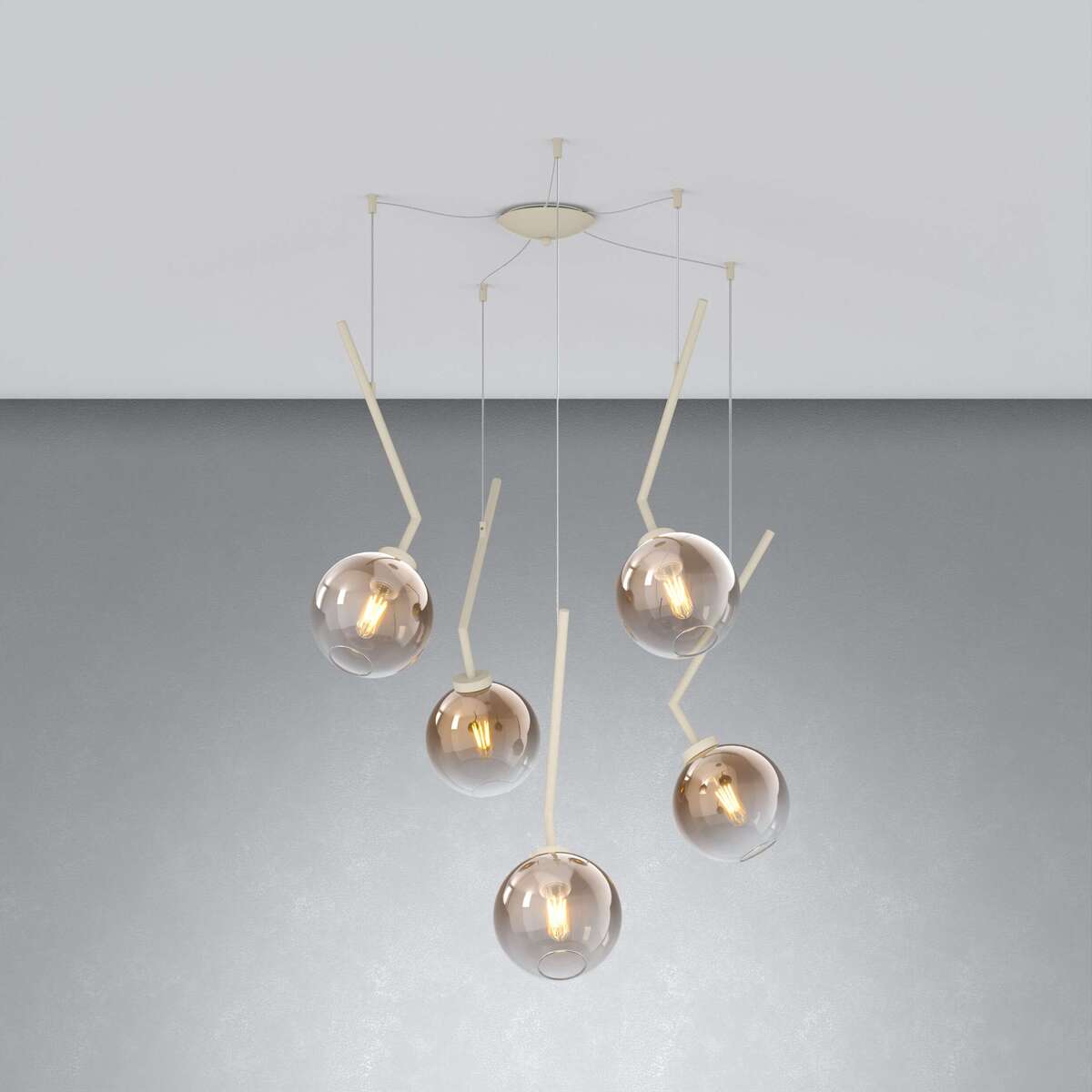1240SA/S5 S-BR L-LINE SOSP. SABBIA 5 LUCI SPOSTABILE VETRI BRONZO